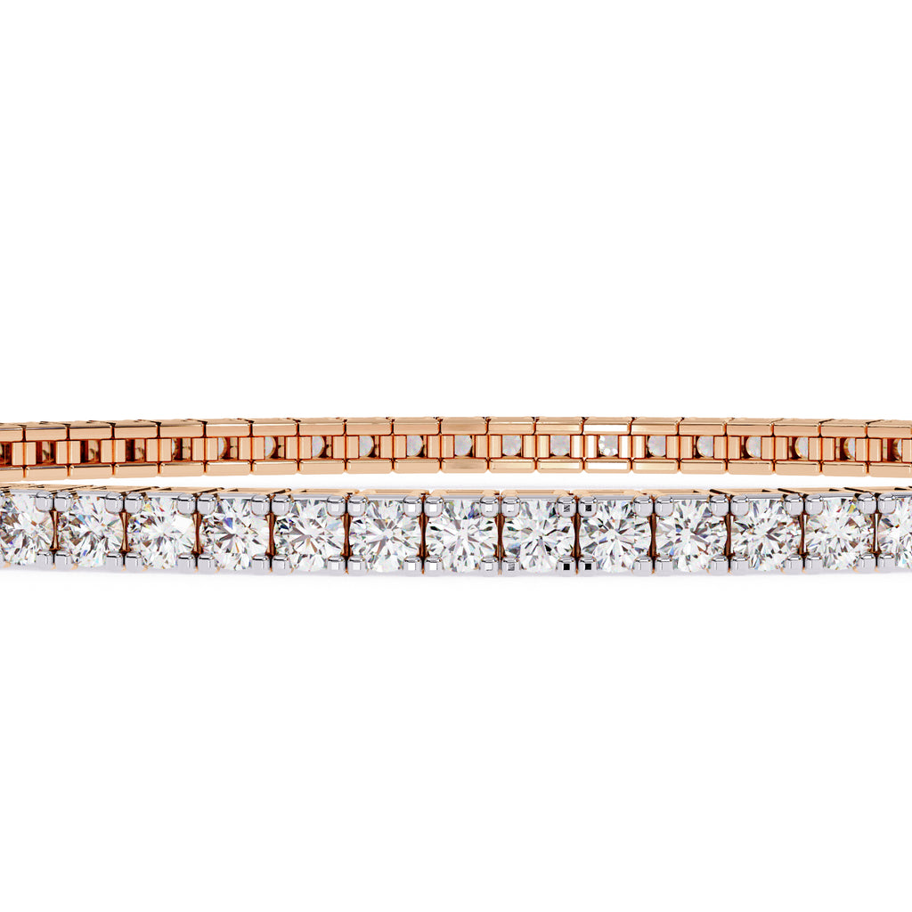 Round diamond rose gold tennis bangle for everyday wear