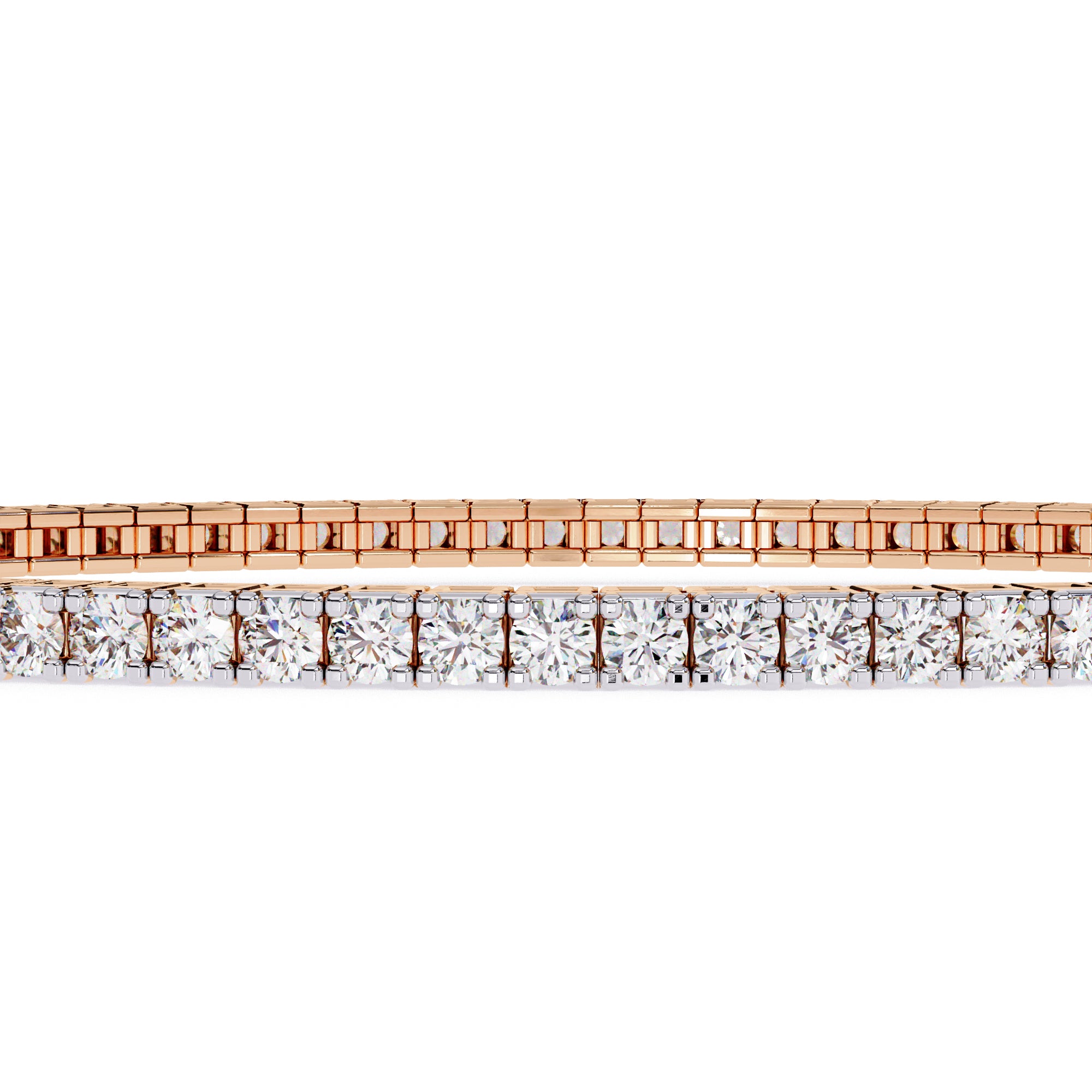 Round diamond rose gold tennis bangle for everyday wear