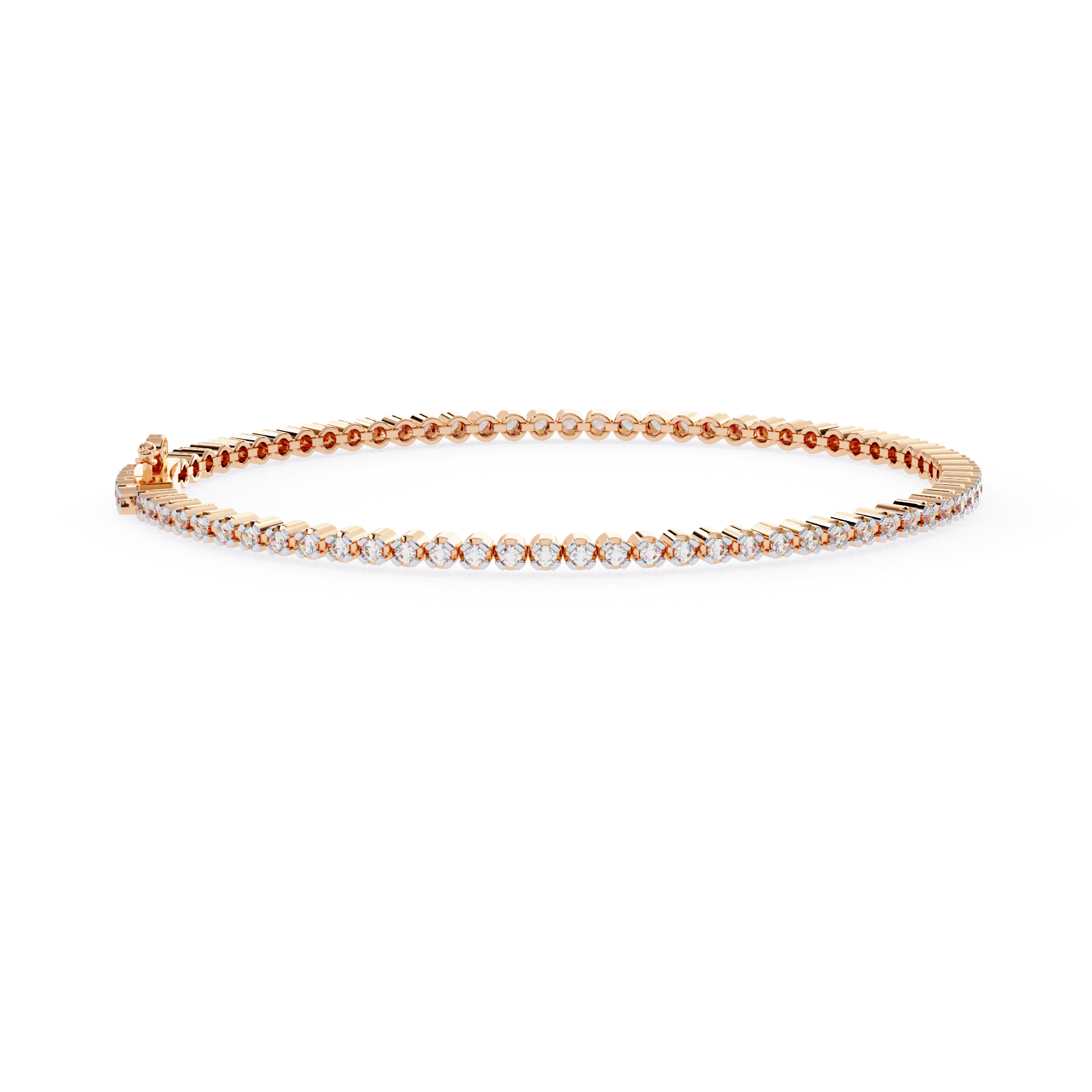 Elegant rose gold baguette diamond tennis bracelet