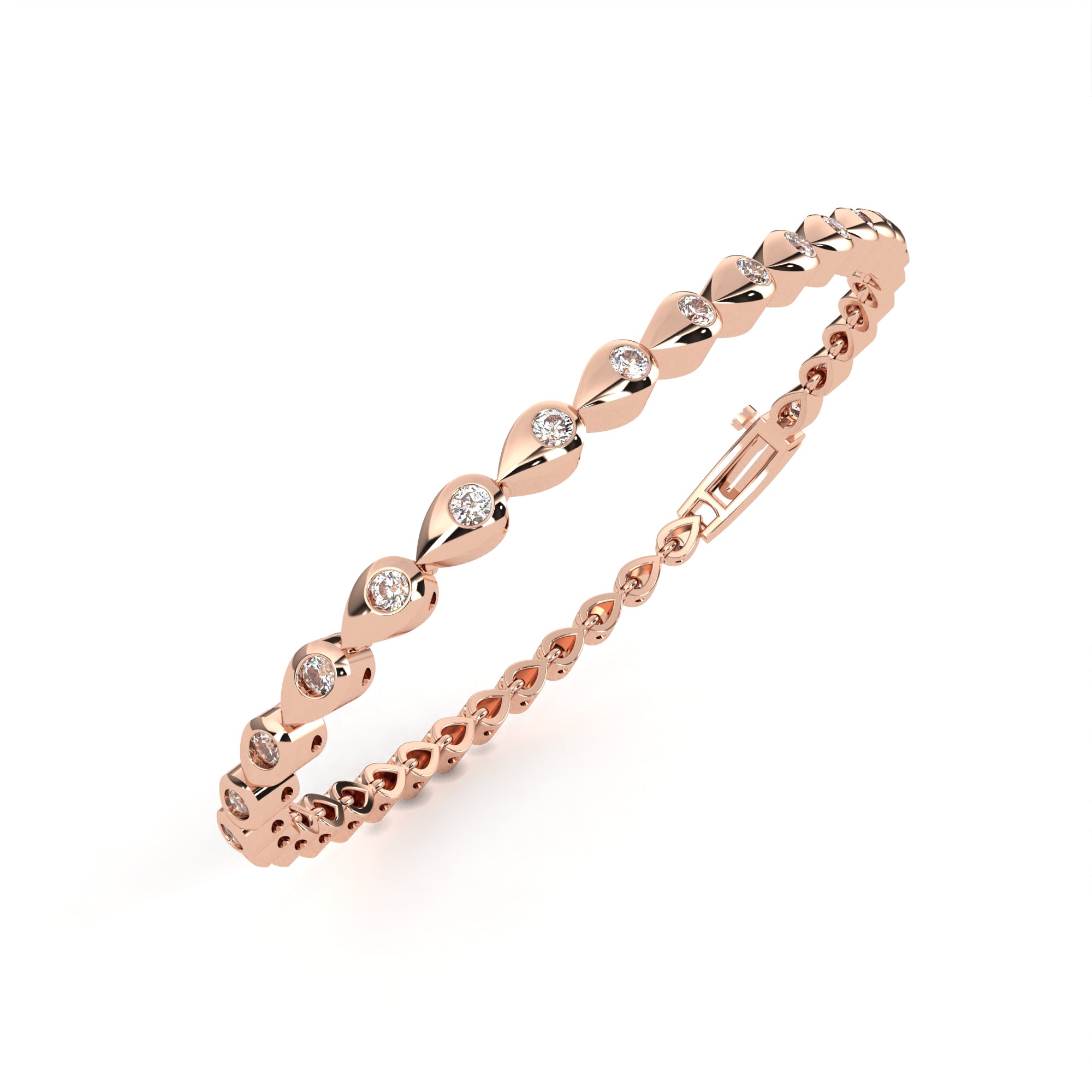 Designer rose gold bangle with lab grown round diamonds