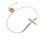 Diamond cross bracelet in Rose Gold