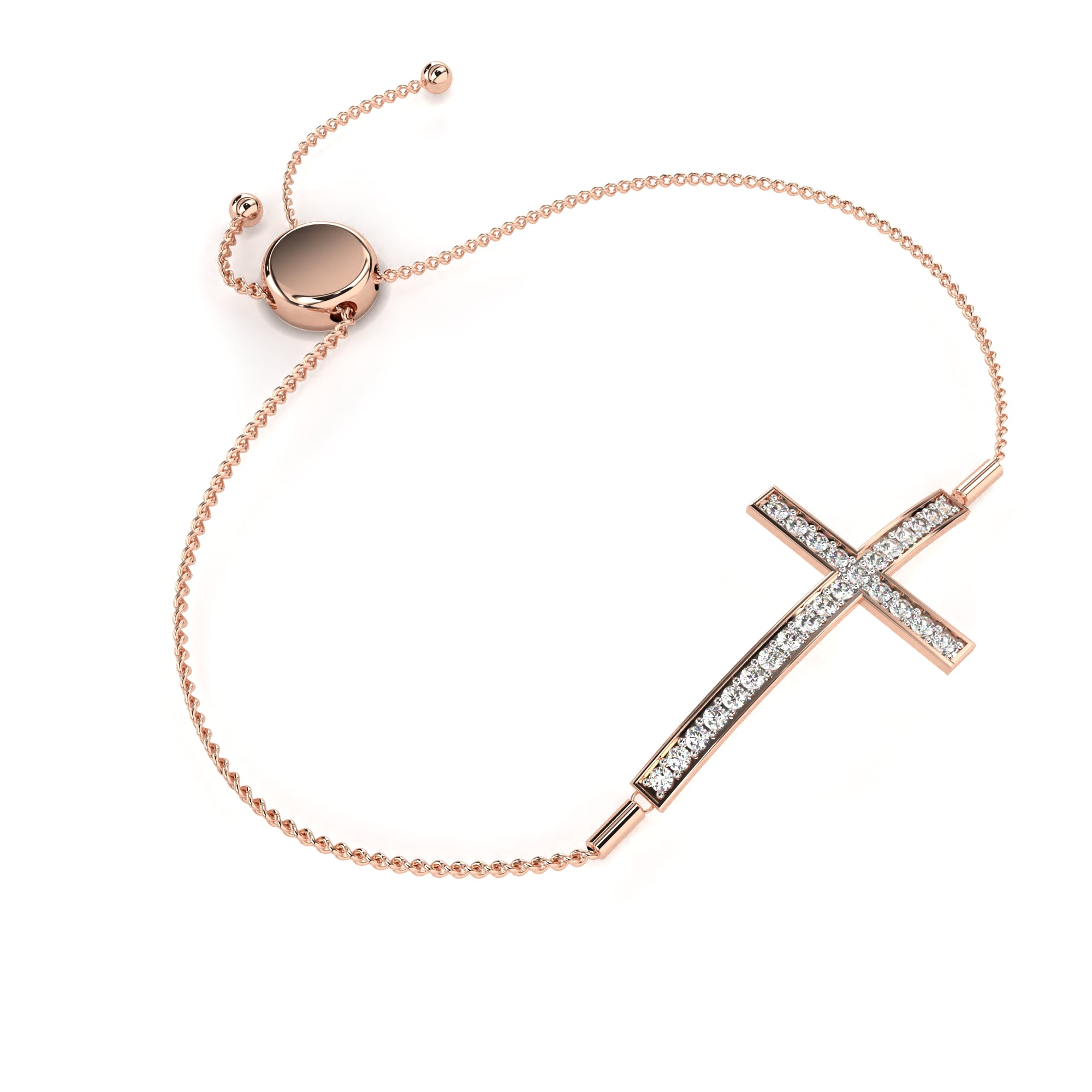 Diamond cross bracelet in Rose Gold