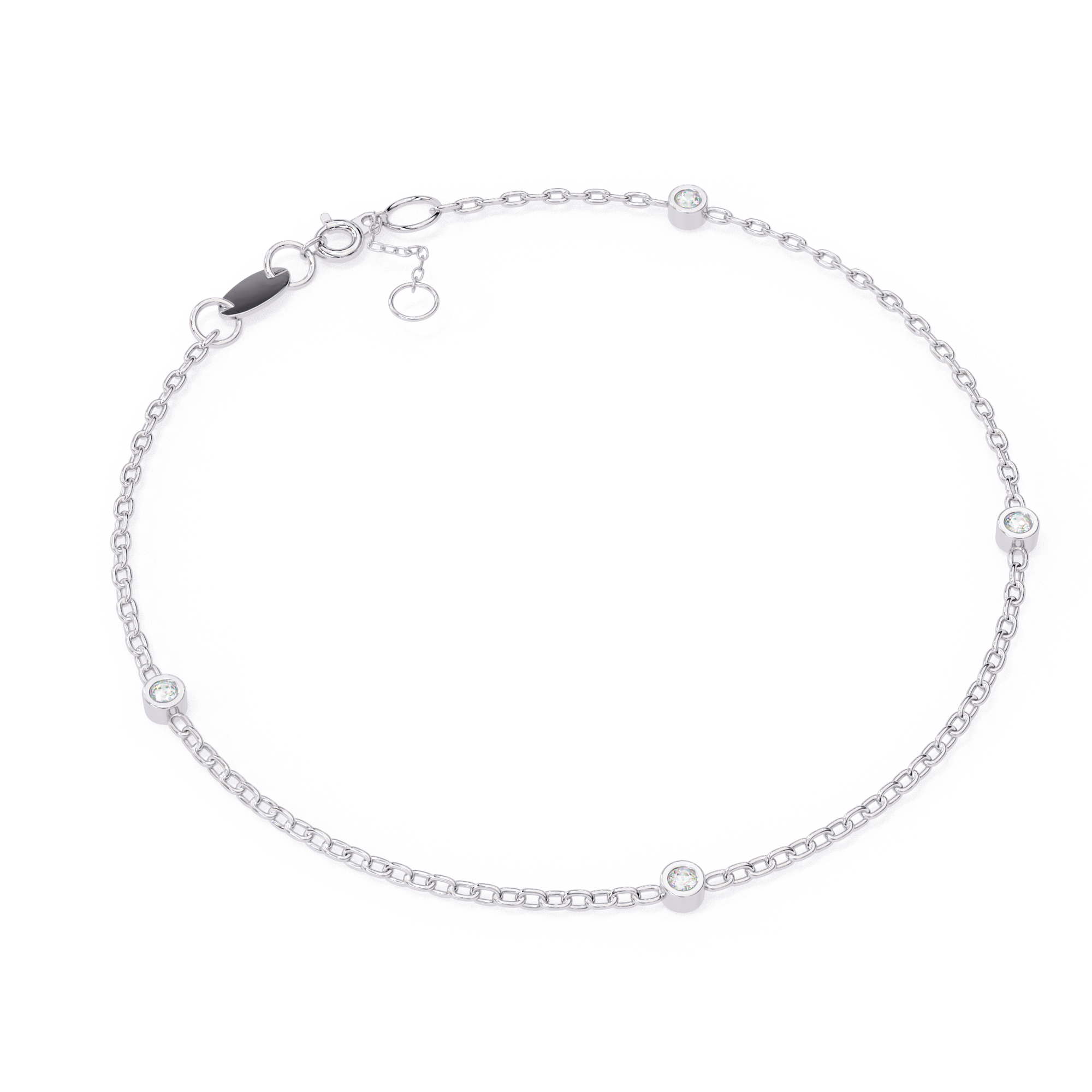 Affordable dainty bezel diamond bracelet in white gold for daily wear