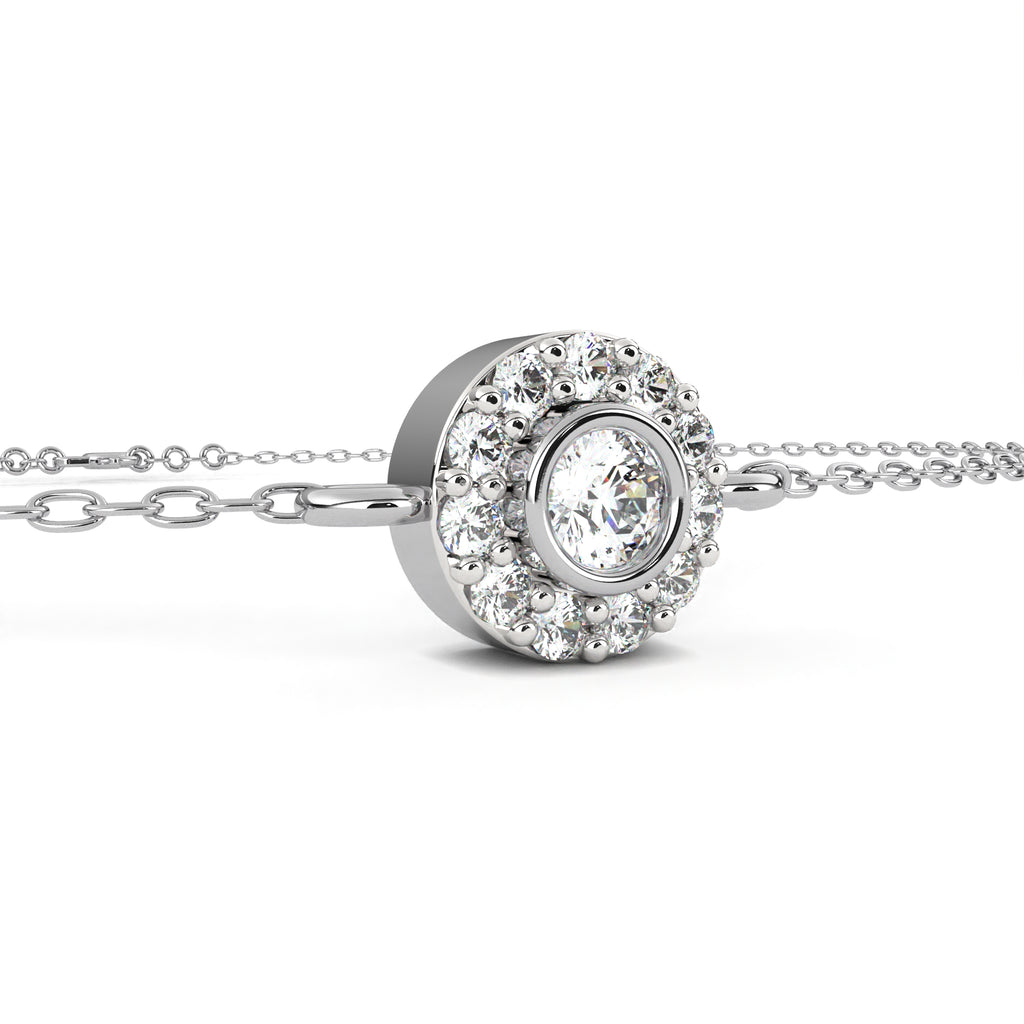 White Gold diamond halo bracelet for women