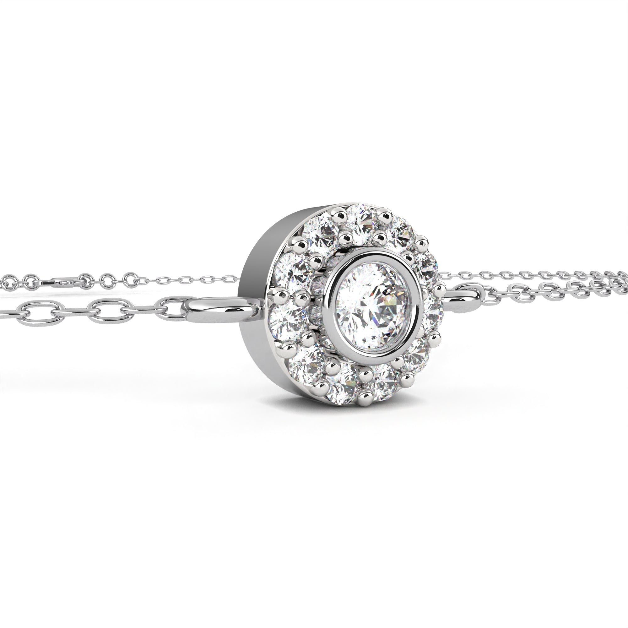 White Gold diamond halo bracelet for women