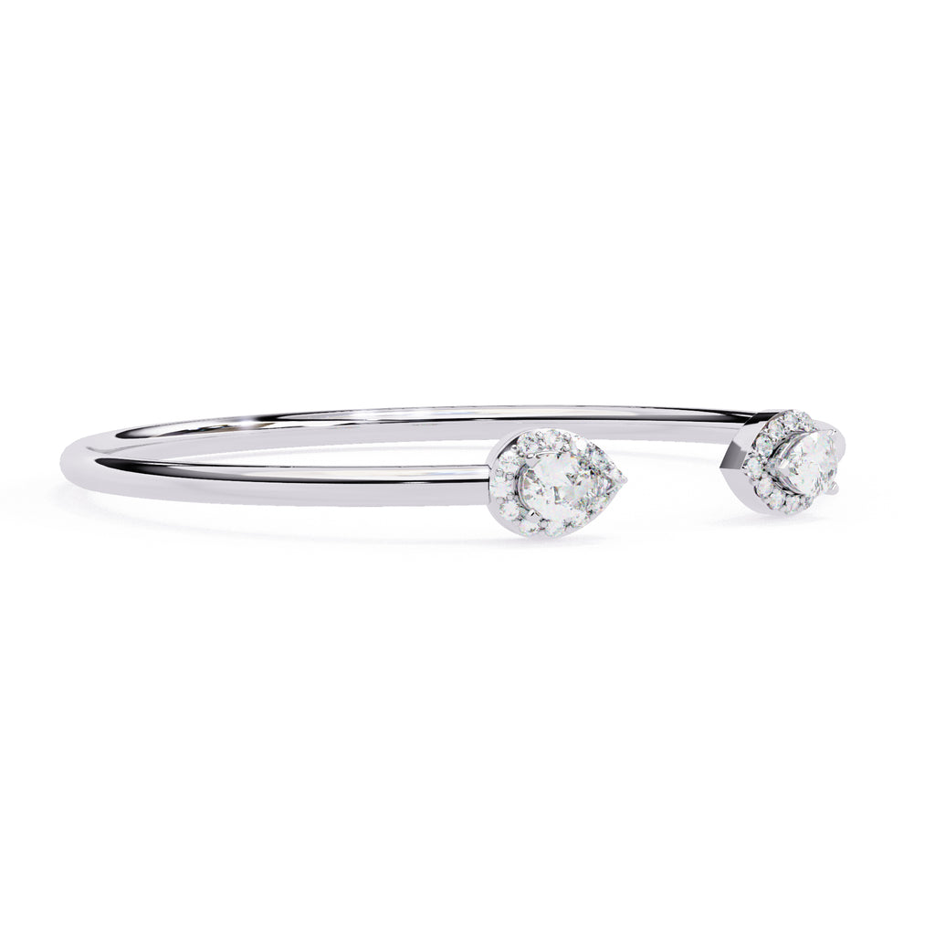 Open cuff pear shape diamond bracelet 