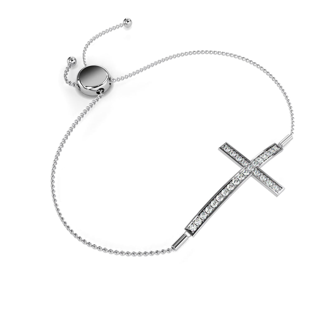Diamond cross bracelet in White Gold