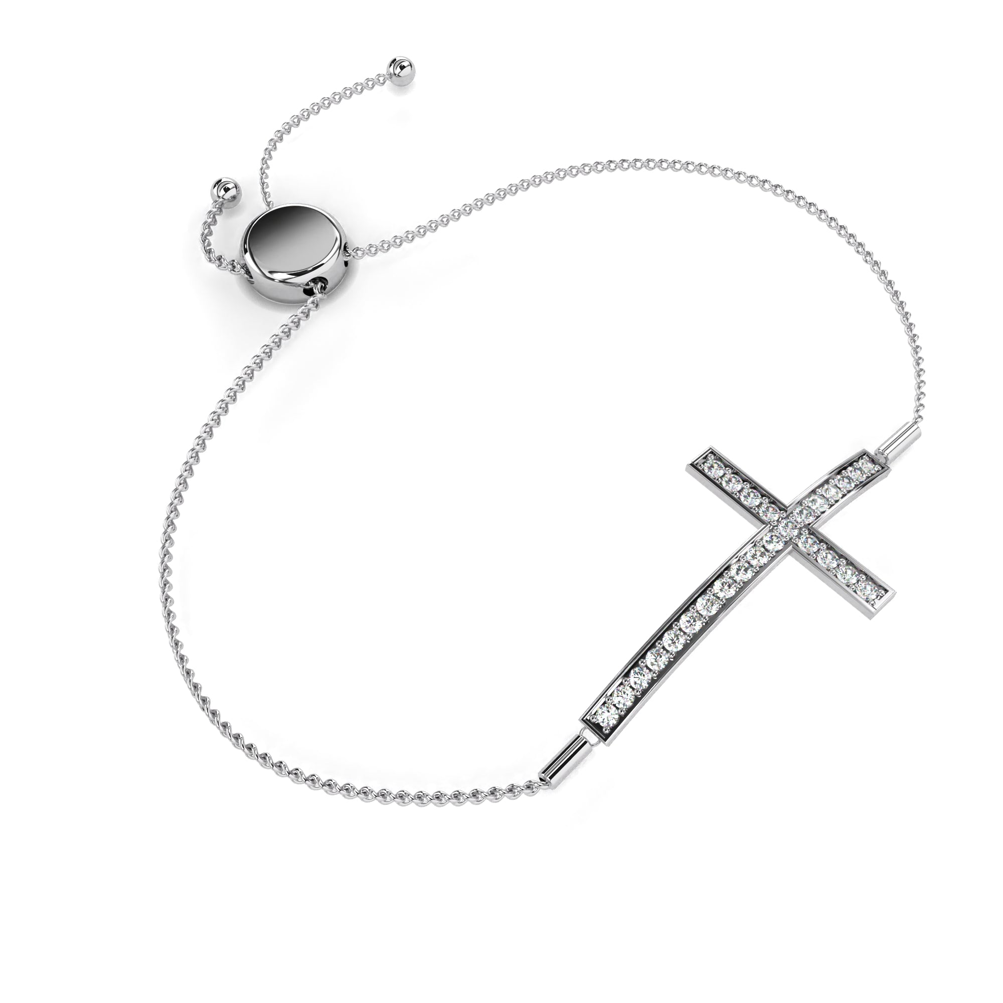 Diamond cross bracelet in White Gold