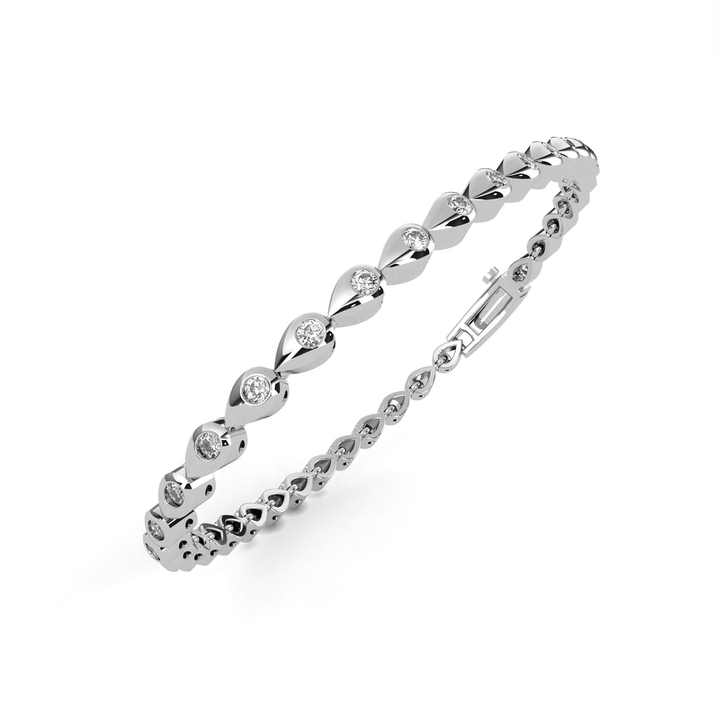 Designer white gold bangle with lab grown round diamonds
