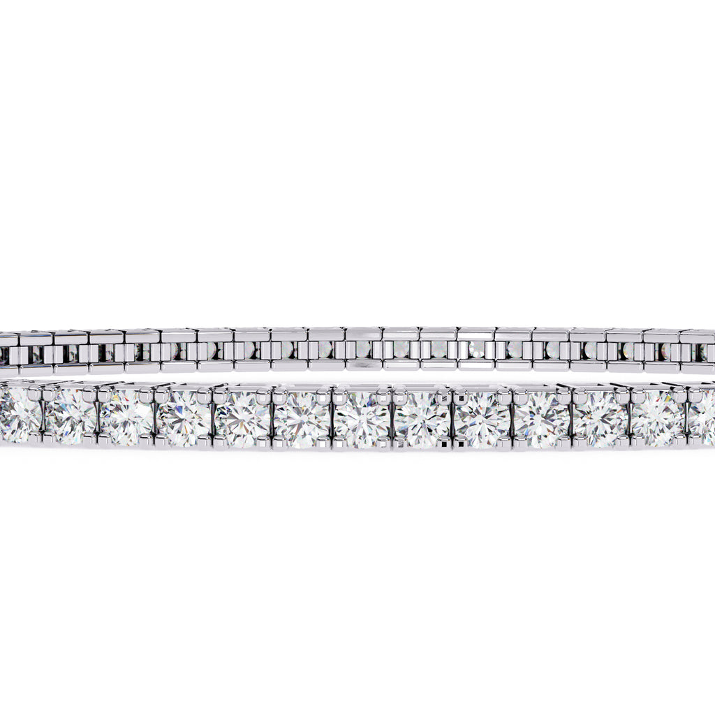 Round diamond white gold tennis bangle for everyday wear