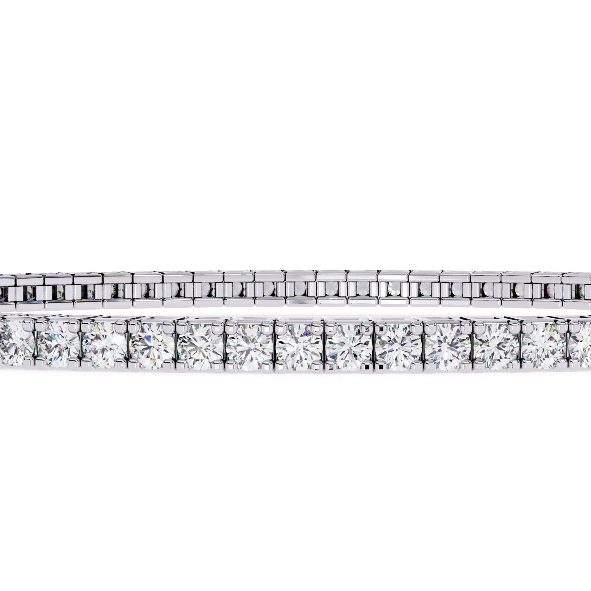 Round diamond white gold tennis bangle for everyday wear