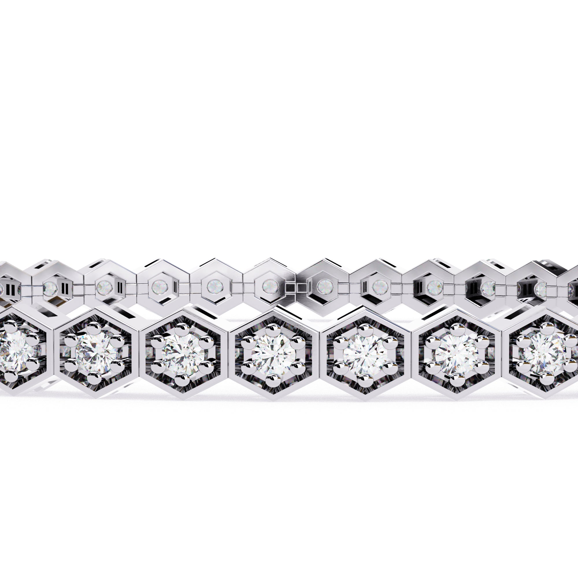 Diamond tennis bracelet with hexagon design for women