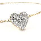 Heart diamond bracelet in gold with fine chain pattern