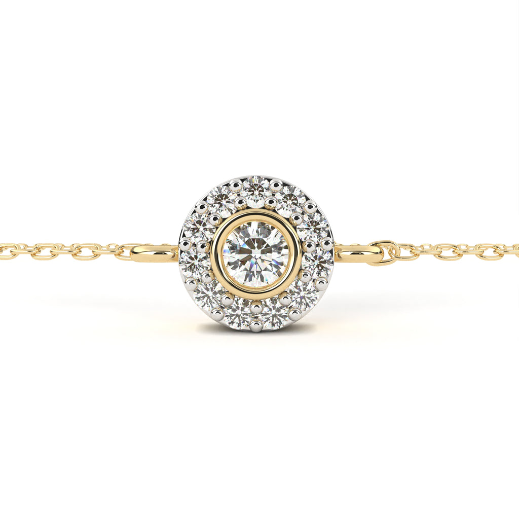 Elegant gold diamond halo bracelet for women