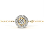 Elegant gold diamond halo bracelet for women