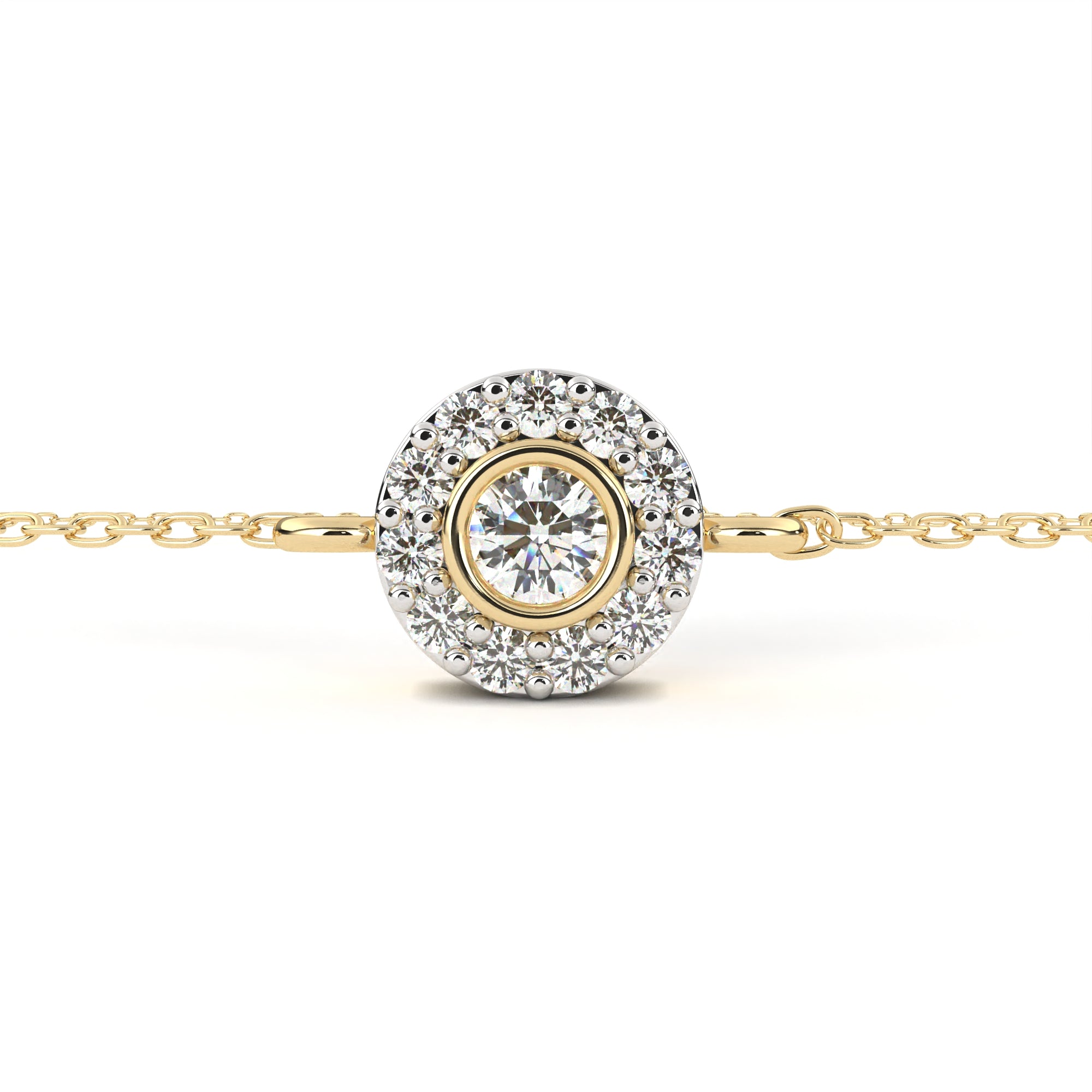 Elegant gold diamond halo bracelet for women