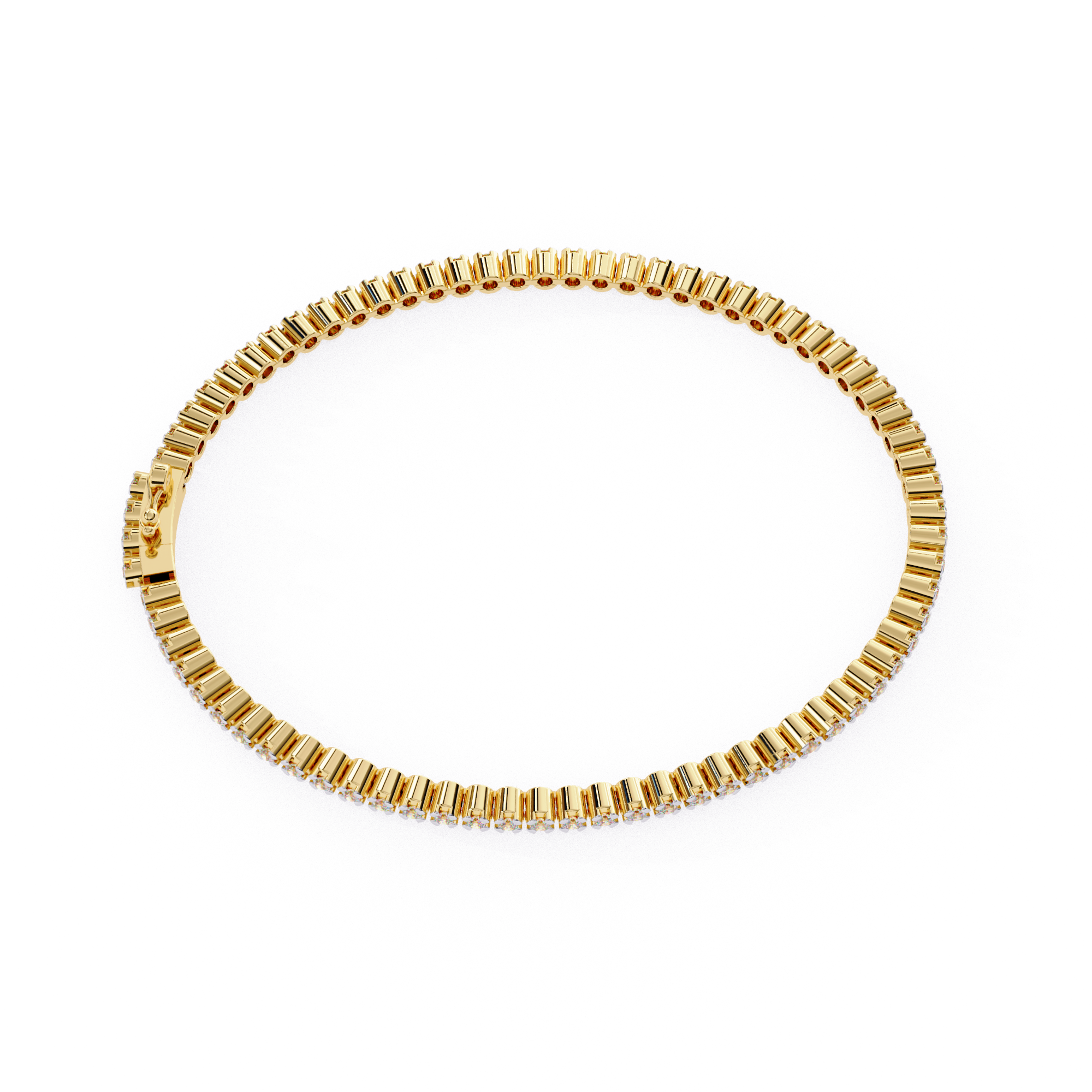 Gold tennis bracelet with baguette diamonds for everyday wear