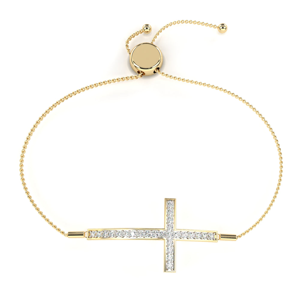 Gold diamond cross bracelet for women