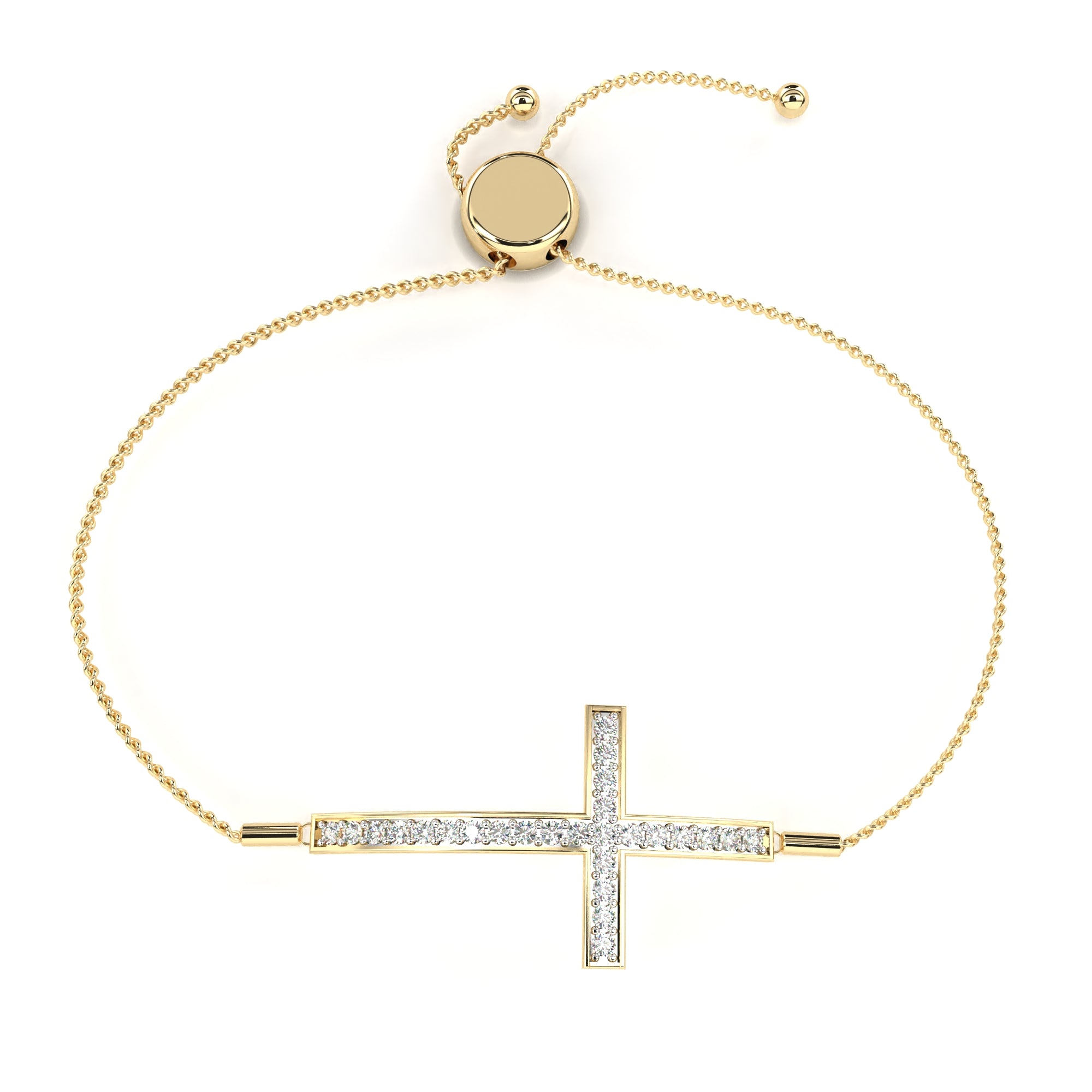 Gold diamond cross bracelet for women