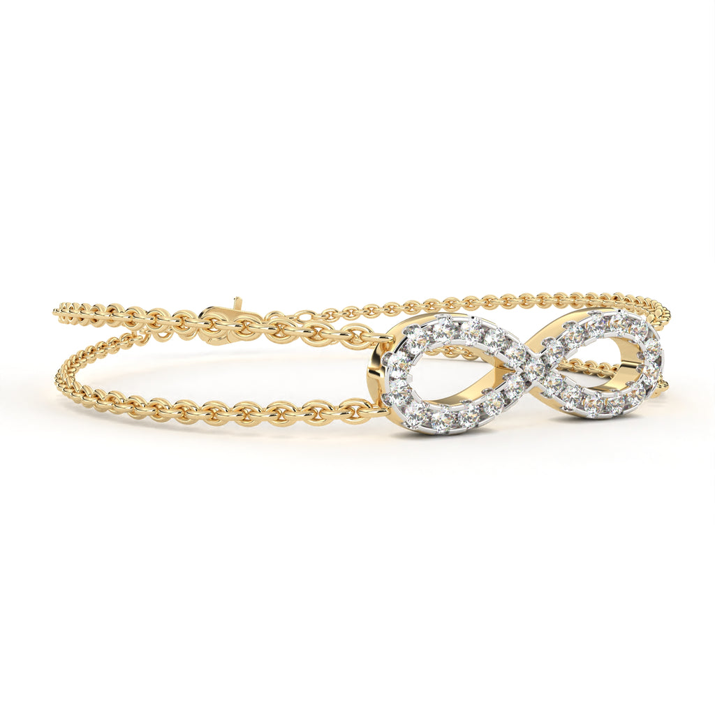 Elegant gold infinity diamond chain bracelet
