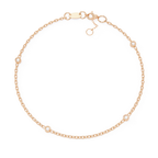 Dainty adjustable rose gold diamond bracelet with bezel-set stones