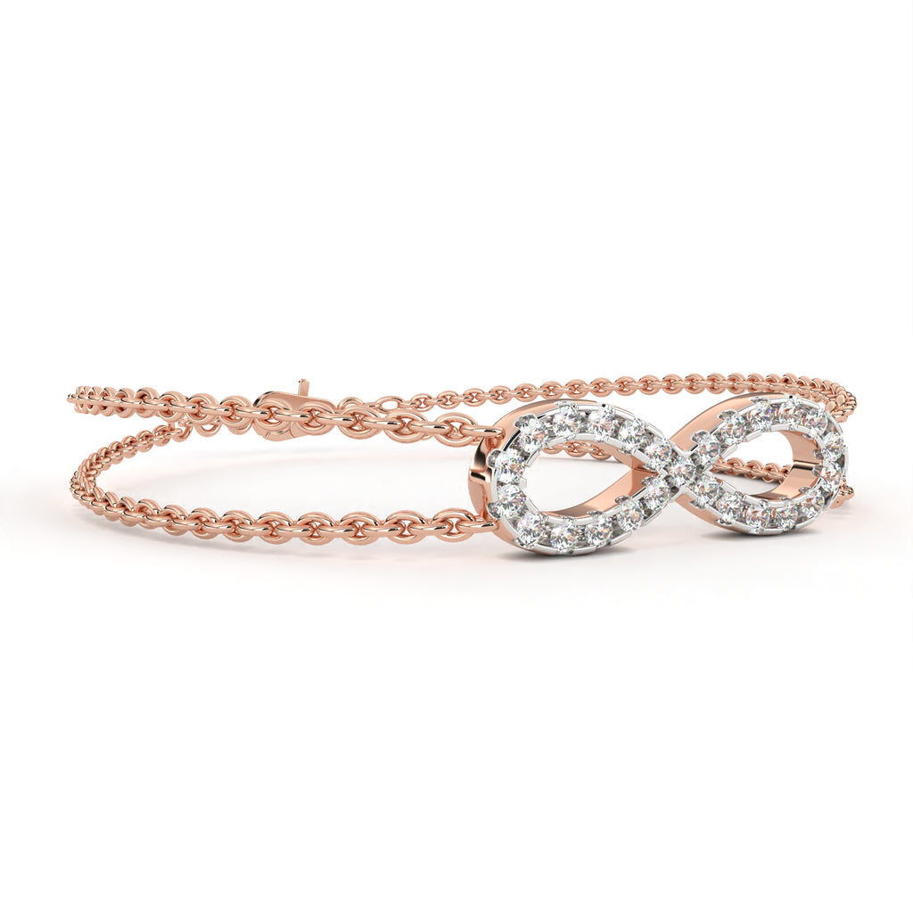 Elegant rose gold infinity diamond chain bracelet