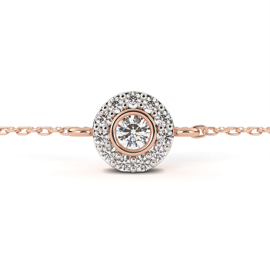 Elegant rose gold diamond halo bracelet for women