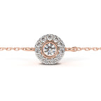 Elegant rose gold diamond halo bracelet for women