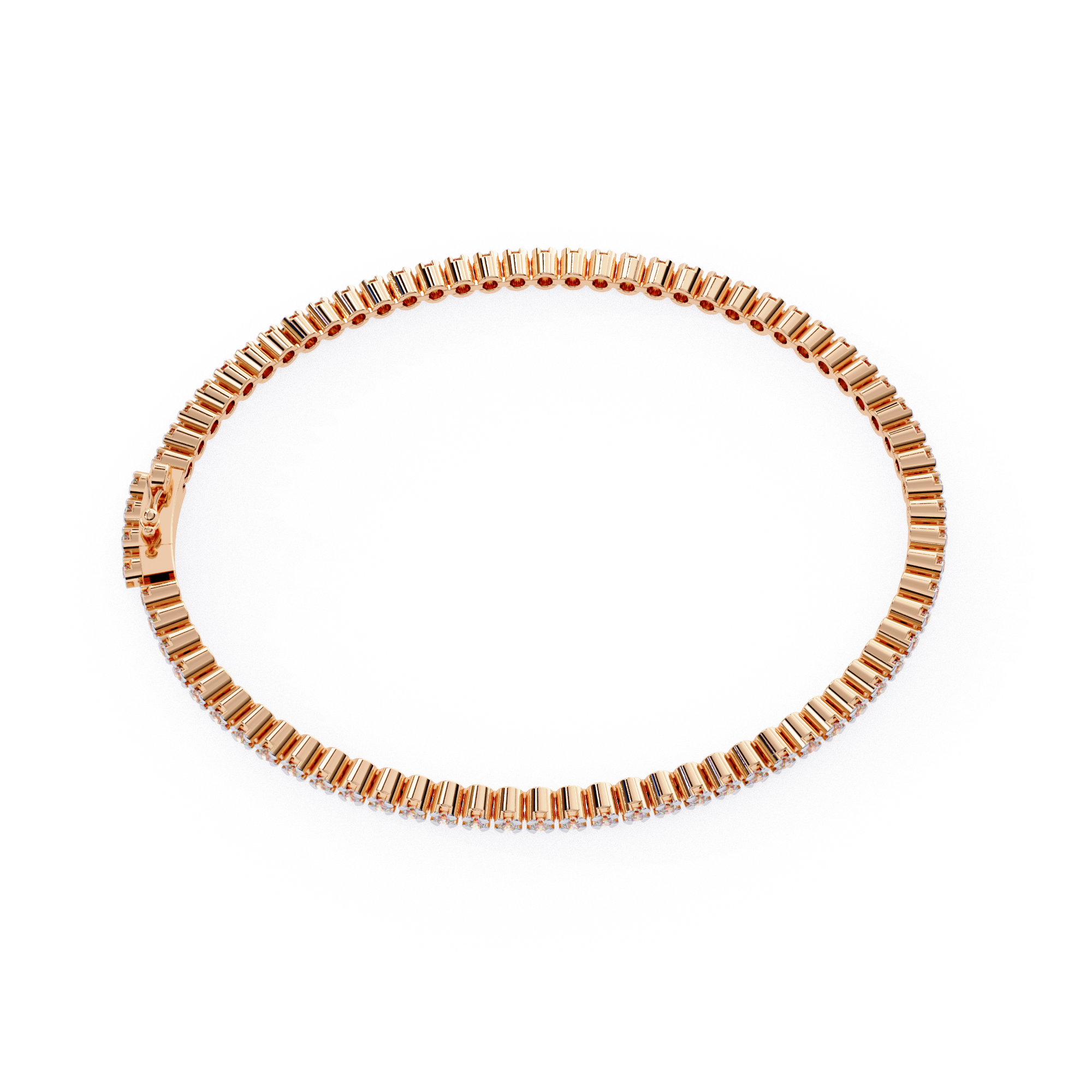 Rose Gold tennis bracelet with baguette diamonds for everyday wear