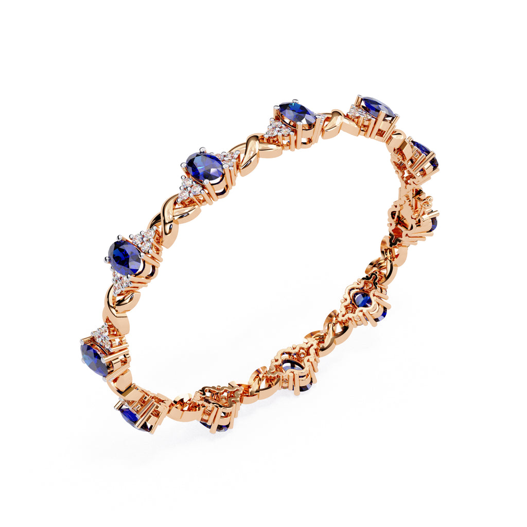 Luxury sapphire and diamond rose gold tennis bracelet