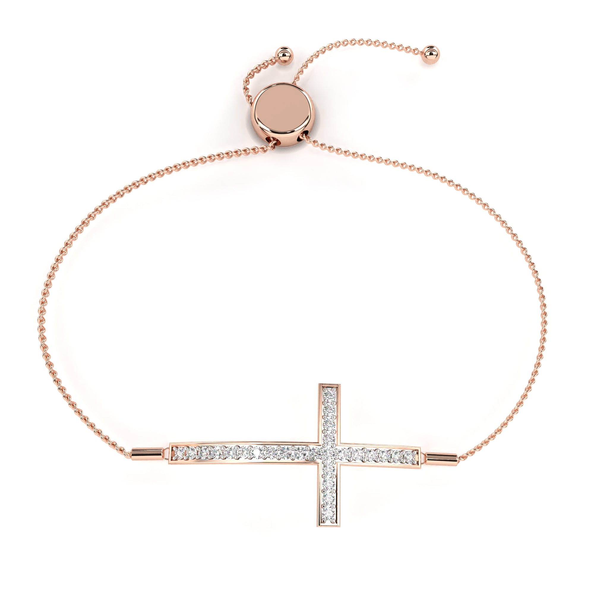 Rose Gold diamond cross bracelet for women