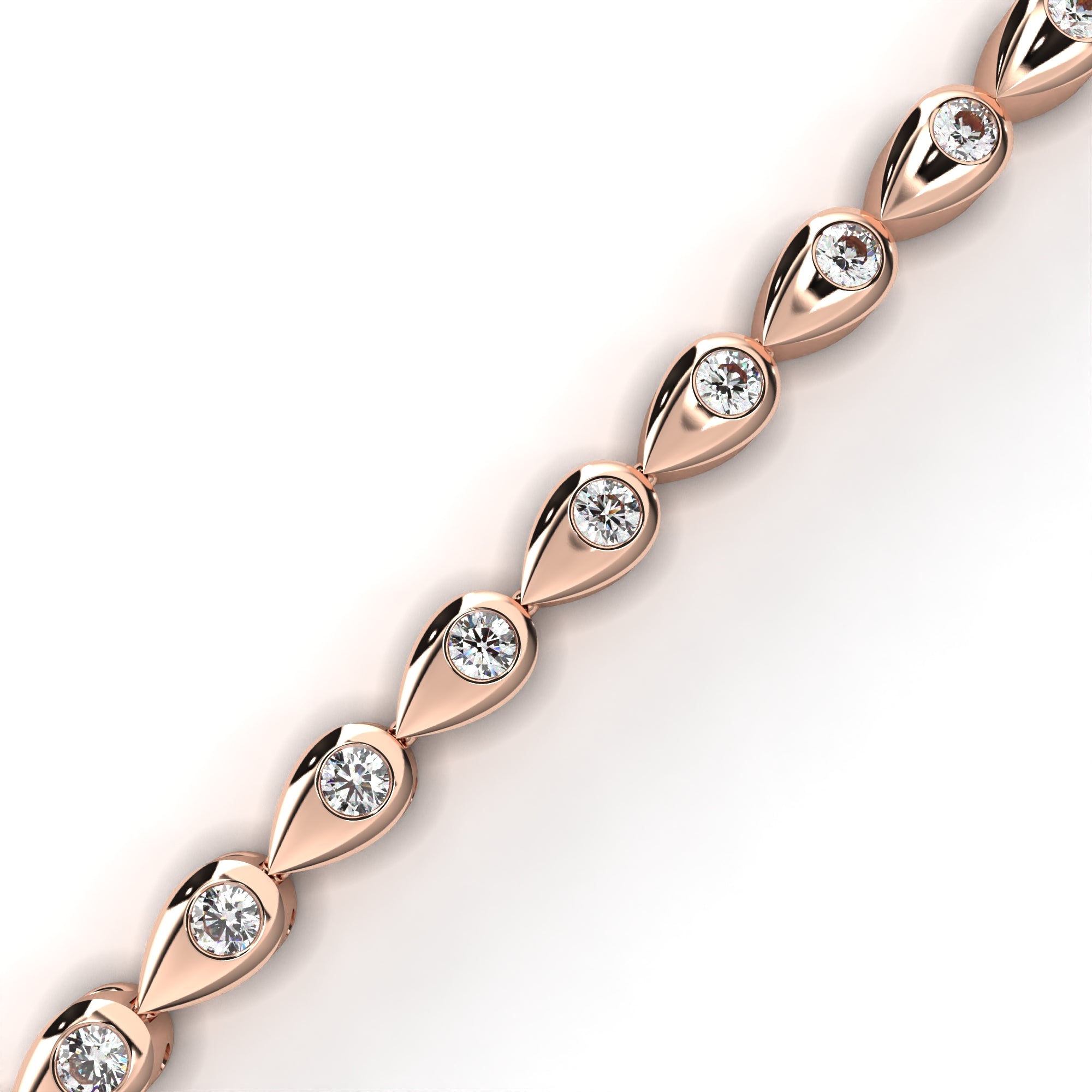 Rose Gold bangle with teardrop-shape round diamonds