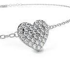 Heart diamond bracelet in white gold with fine chain pattern