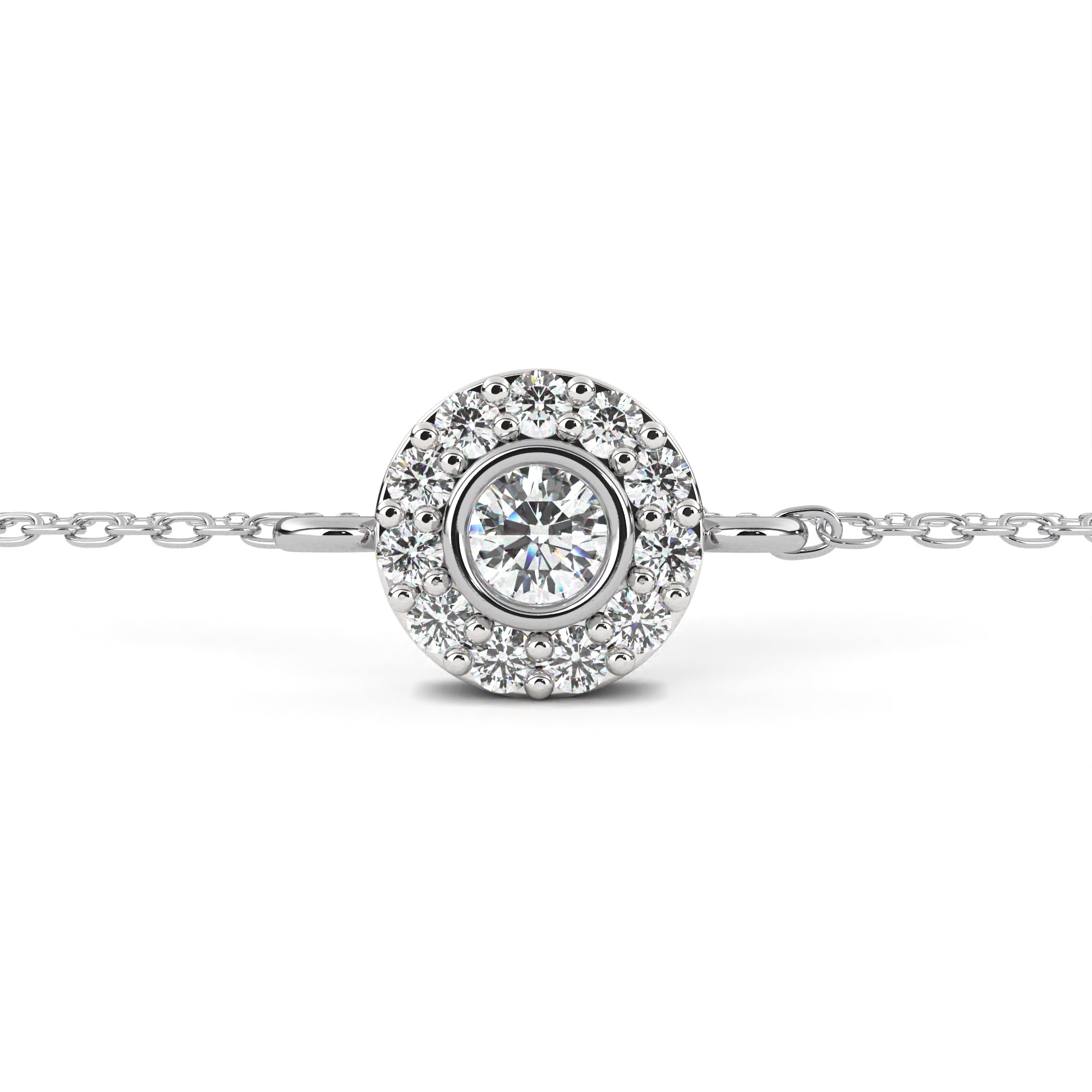 Elegant white gold diamond halo bracelet for women