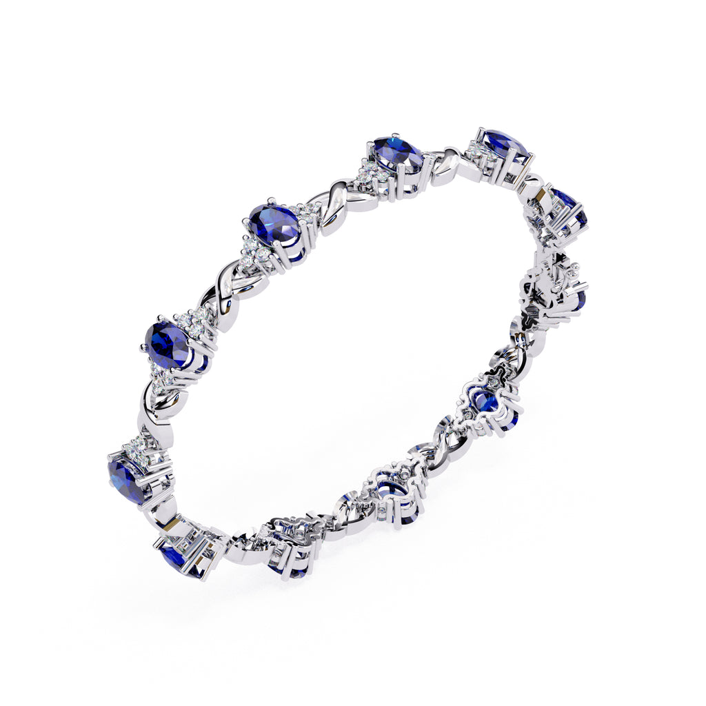 Luxury sapphire and diamond white gold tennis bracelet