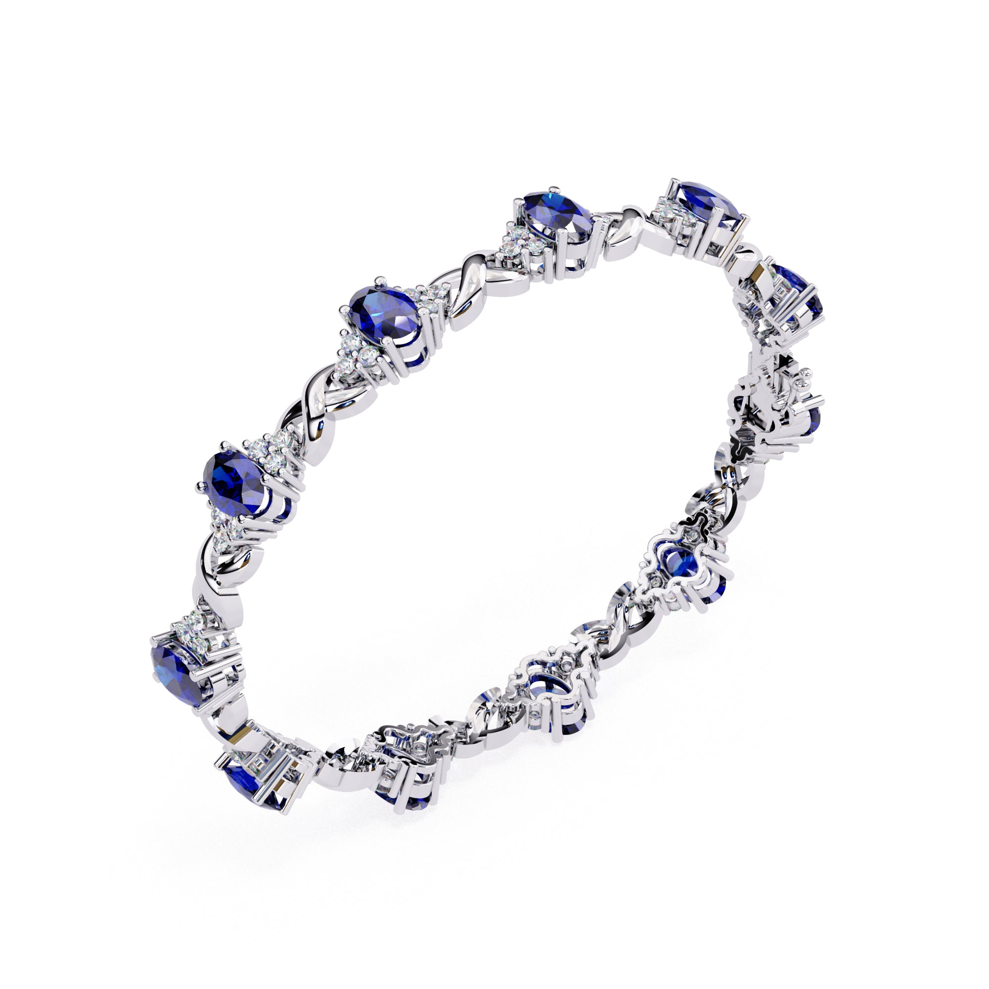 Luxury sapphire and diamond white gold tennis bracelet