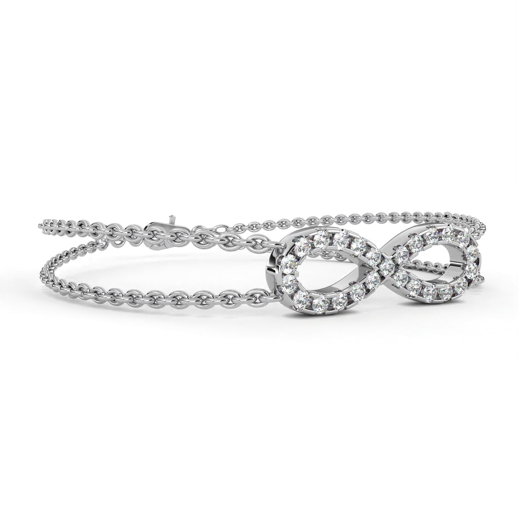 Elegant white gold infinity diamond chain bracelet