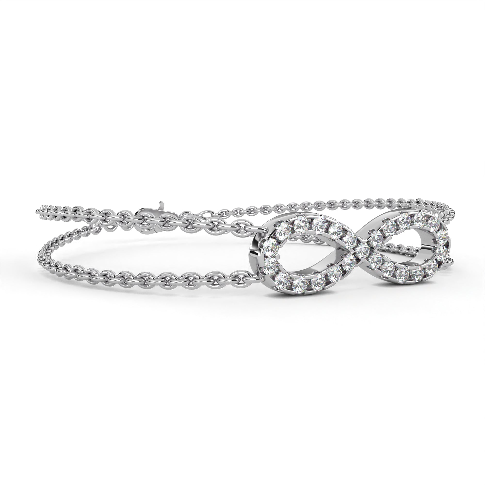 Elegant white gold infinity diamond chain bracelet