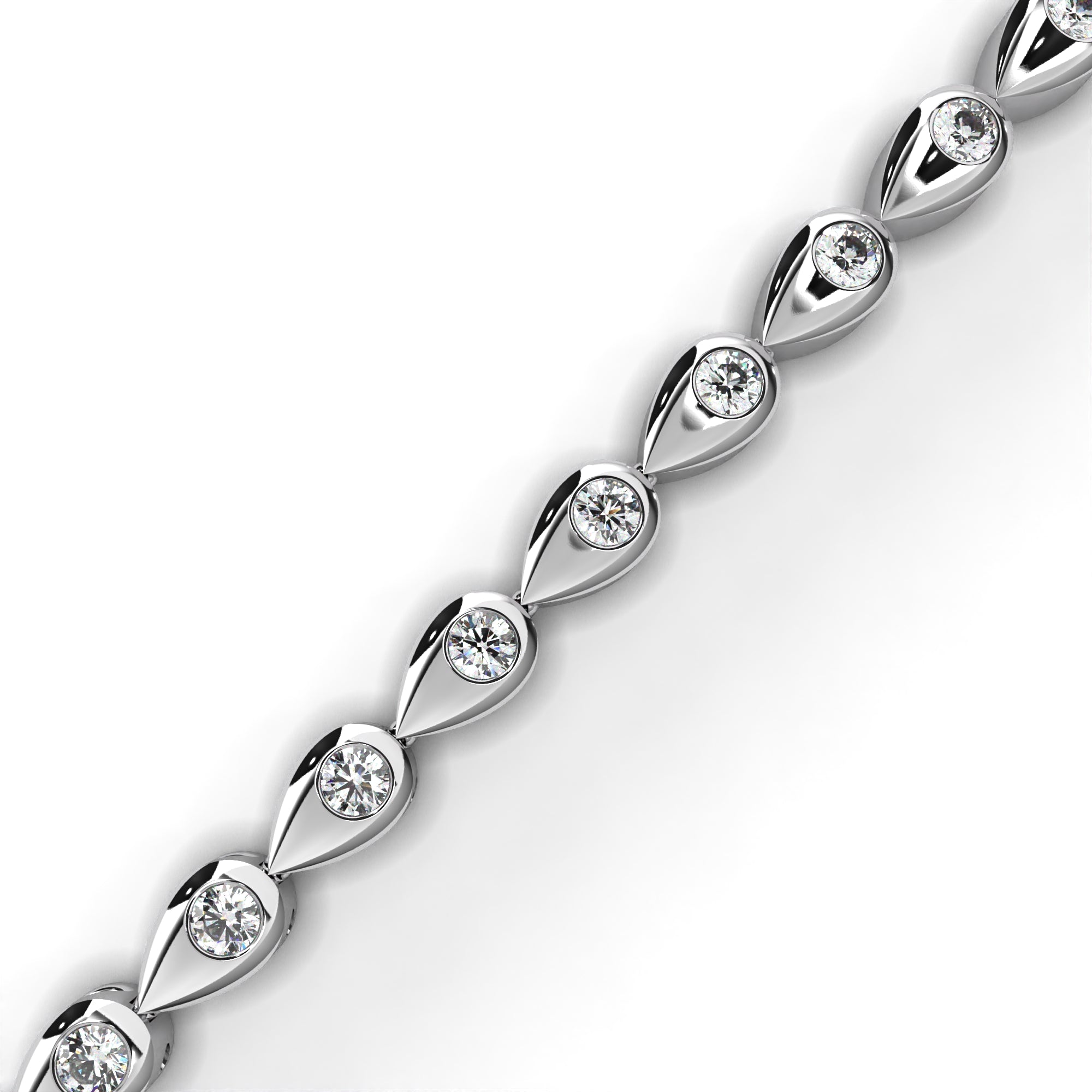 White Gold bangle with teardrop-shape round diamonds