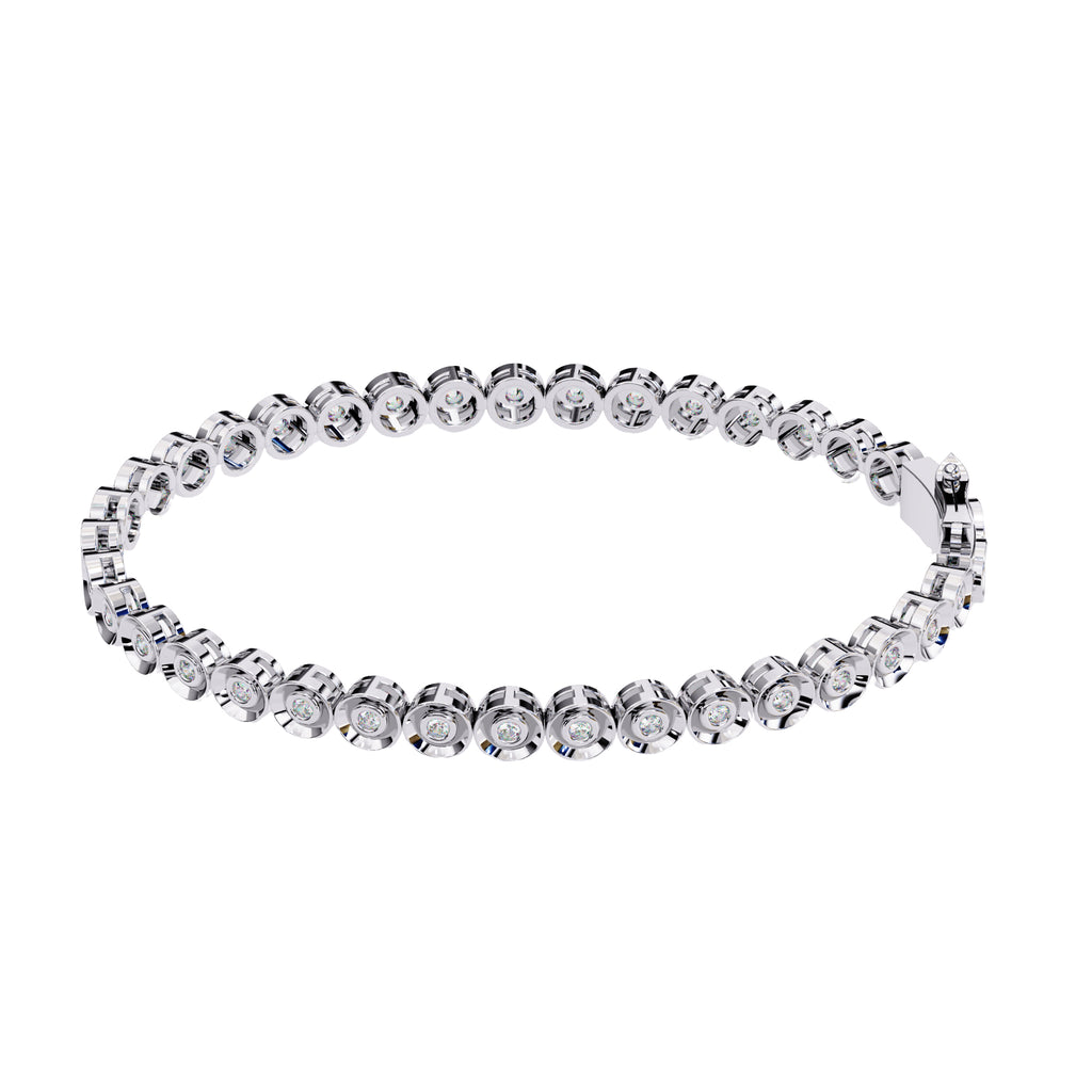 Lab grown round diamond bracelet in white gold bezel setting
