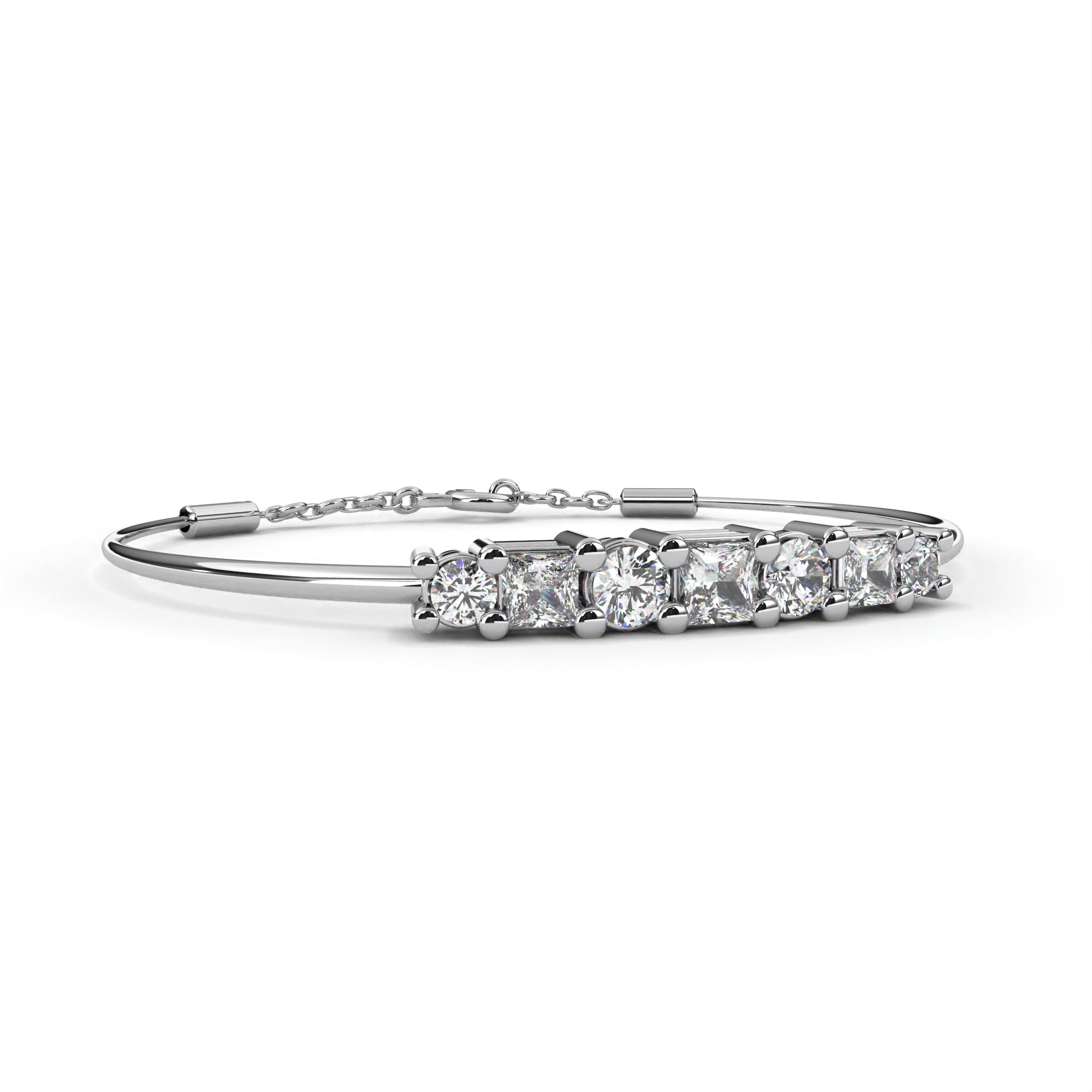 White Gold bangle bracelet with two shape diamonds