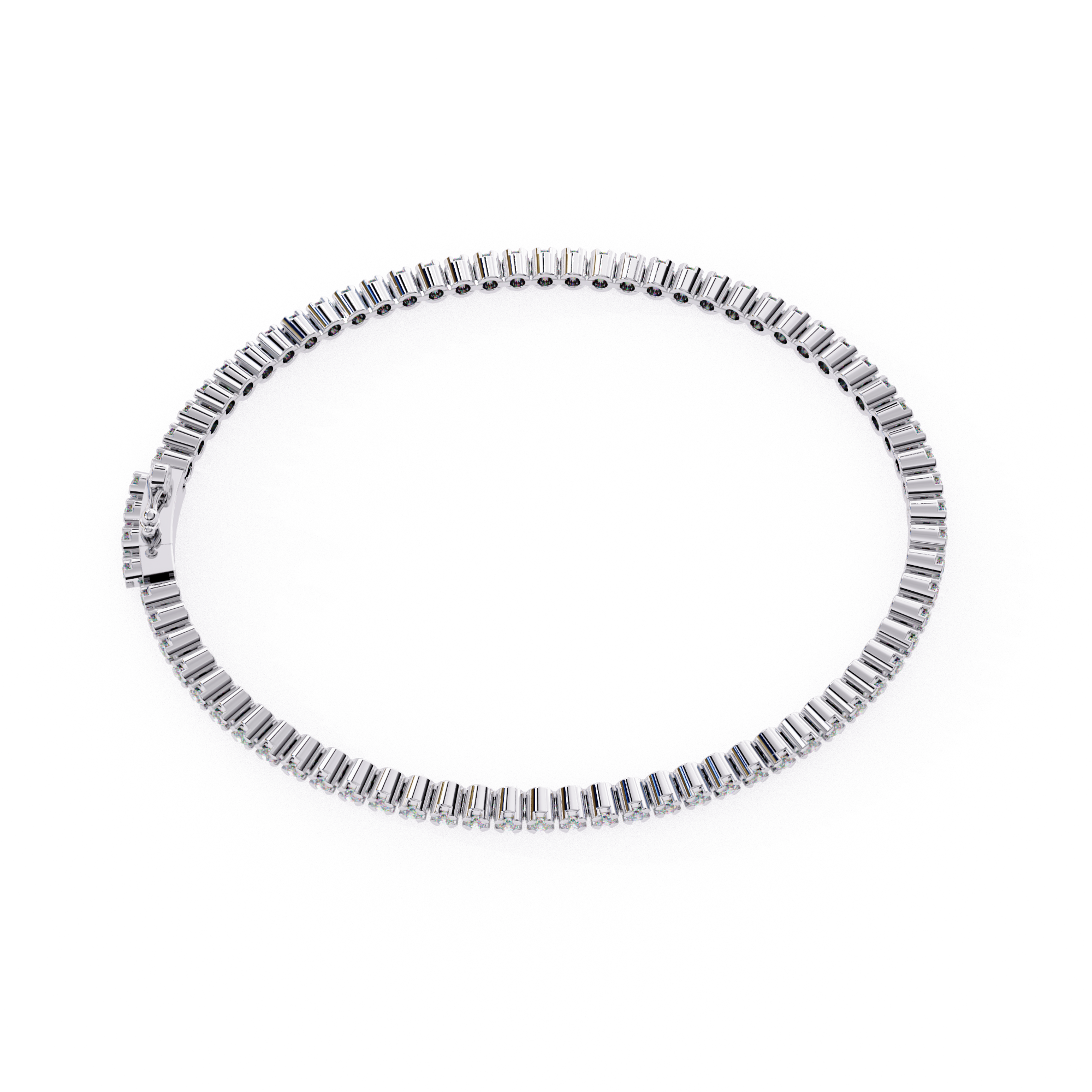 White Gold tennis bracelet with baguette diamonds for everyday wear