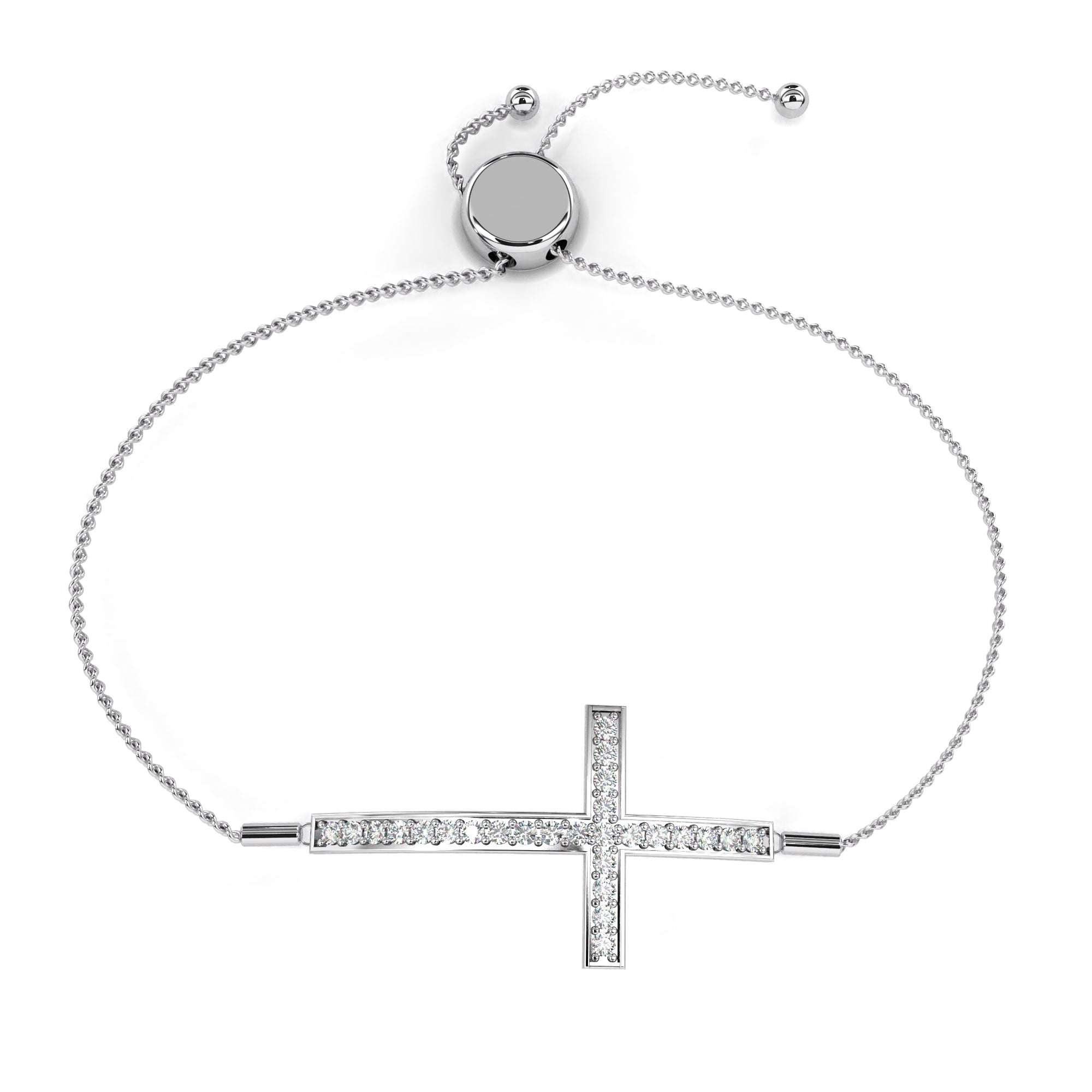 White Gold diamond cross bracelet for women