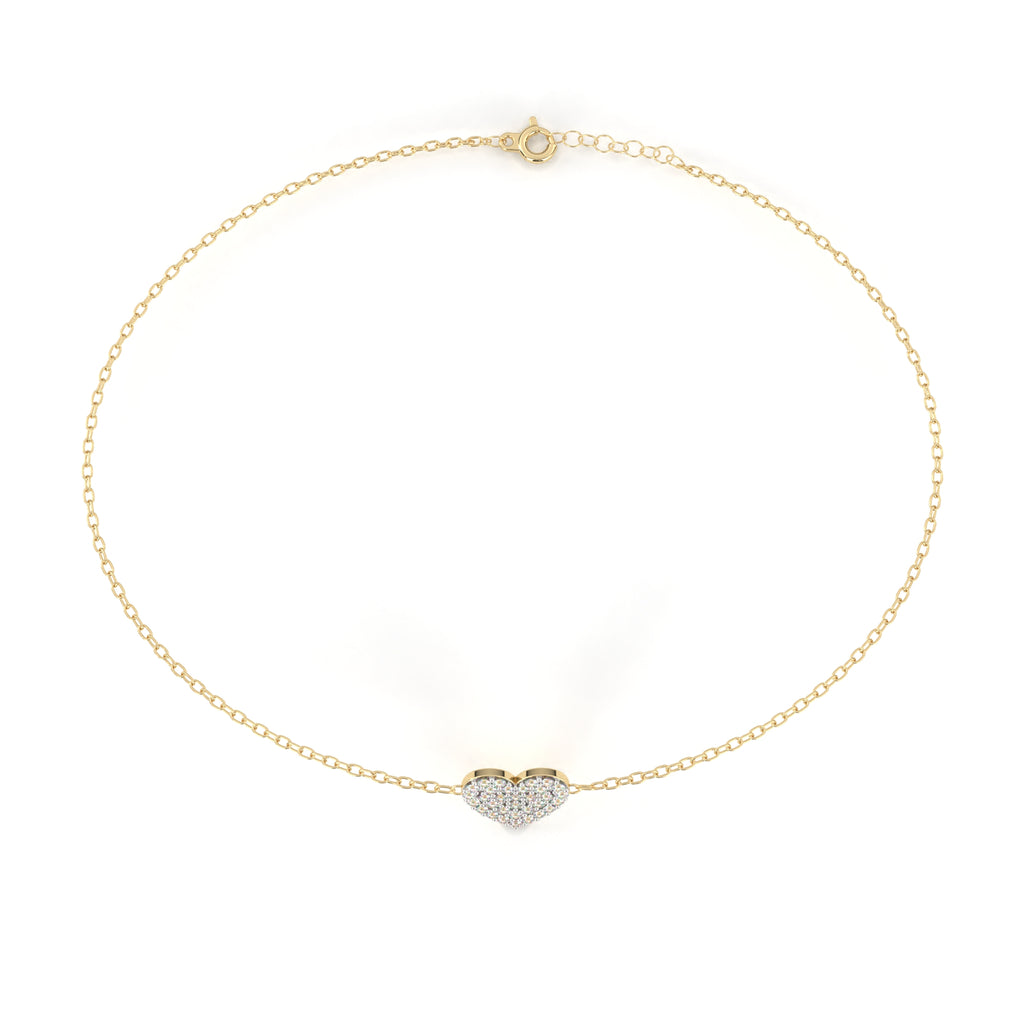 Minimal gold chain bracelet with heart diamond centerpiece