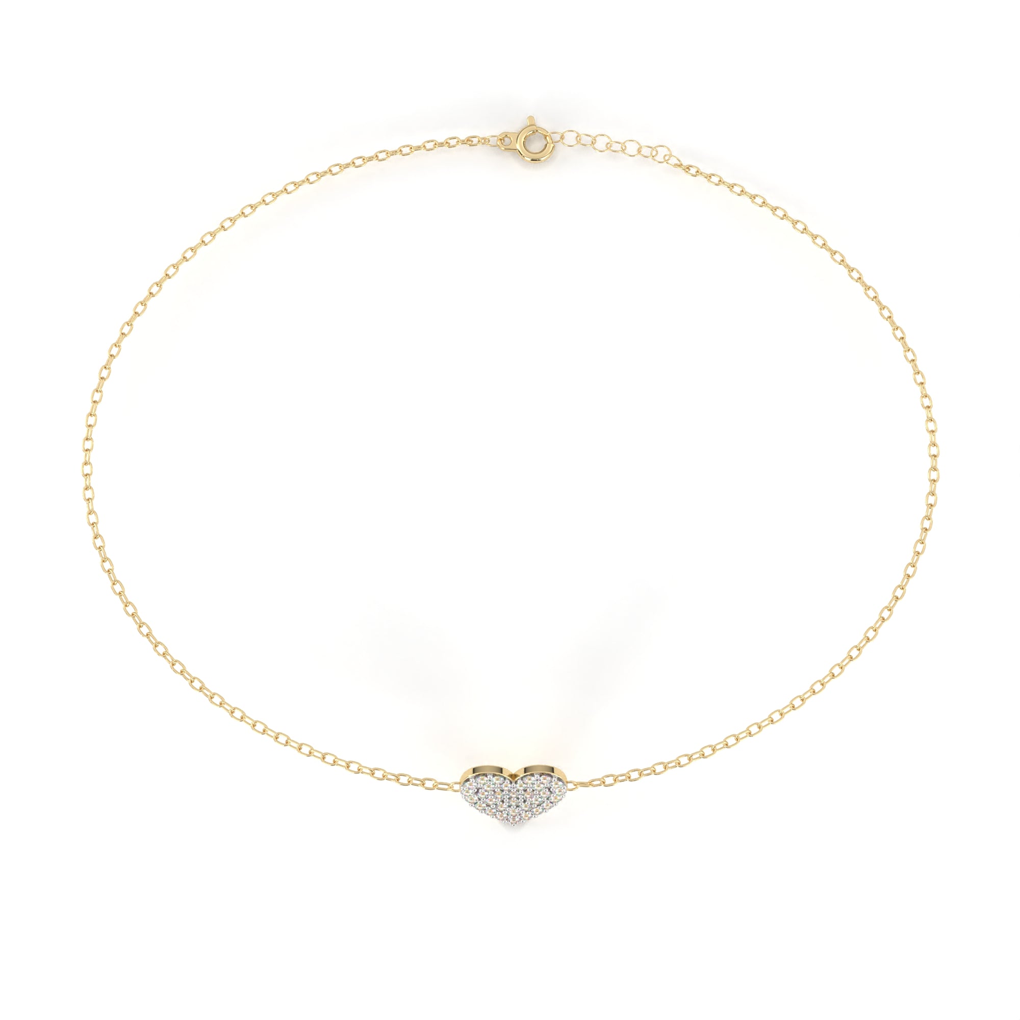 Minimal gold chain bracelet with heart diamond centerpiece