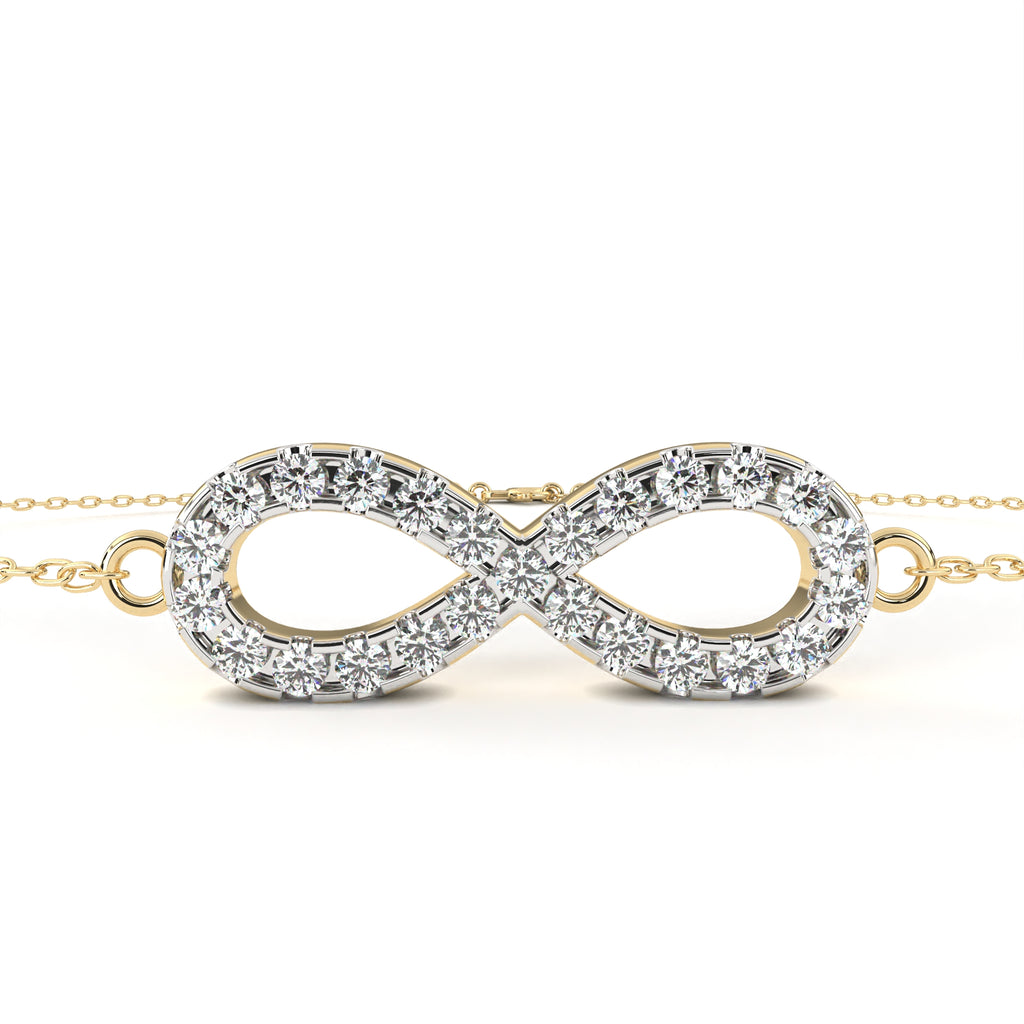 Gold bracelet with diamond infinity design