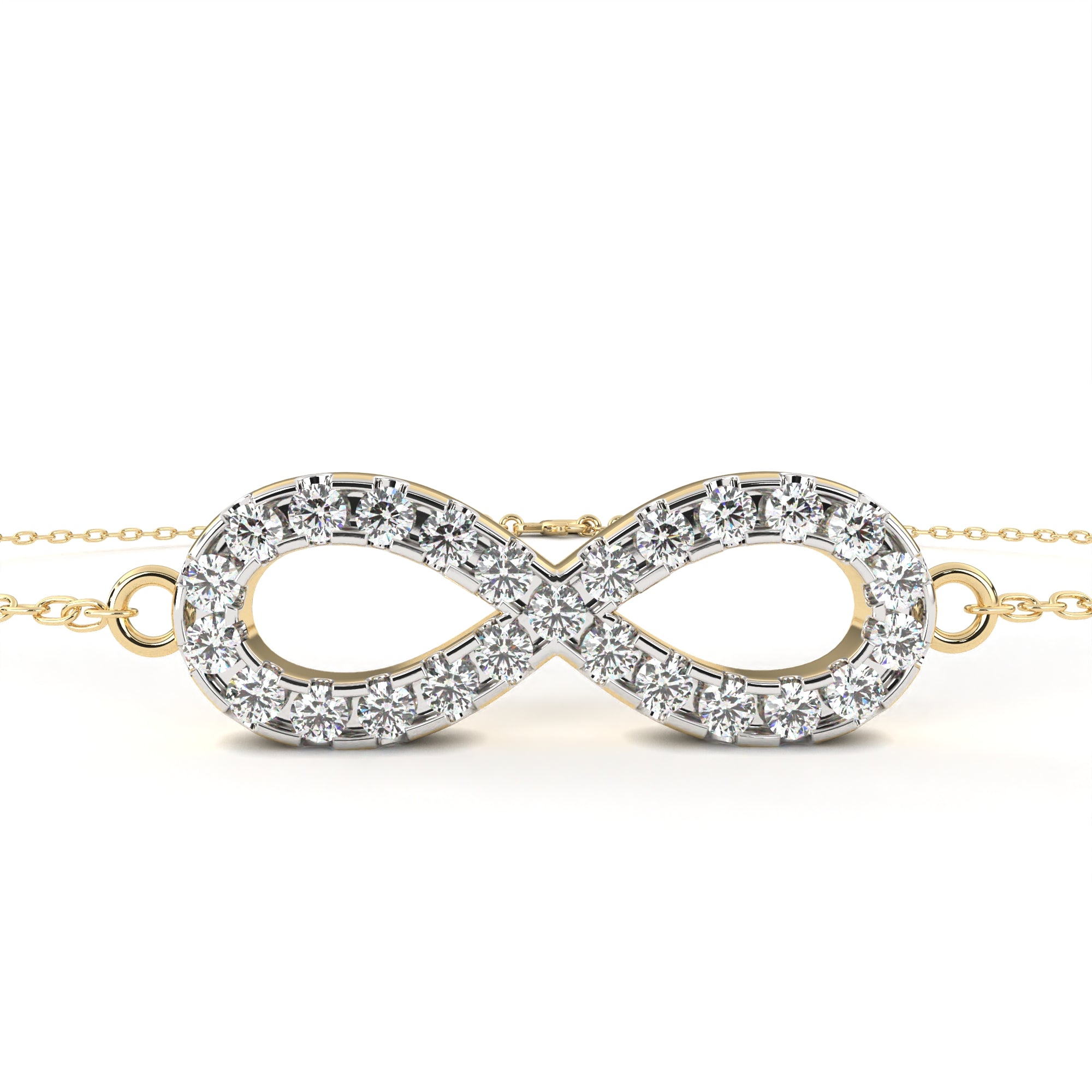Gold bracelet with diamond infinity design