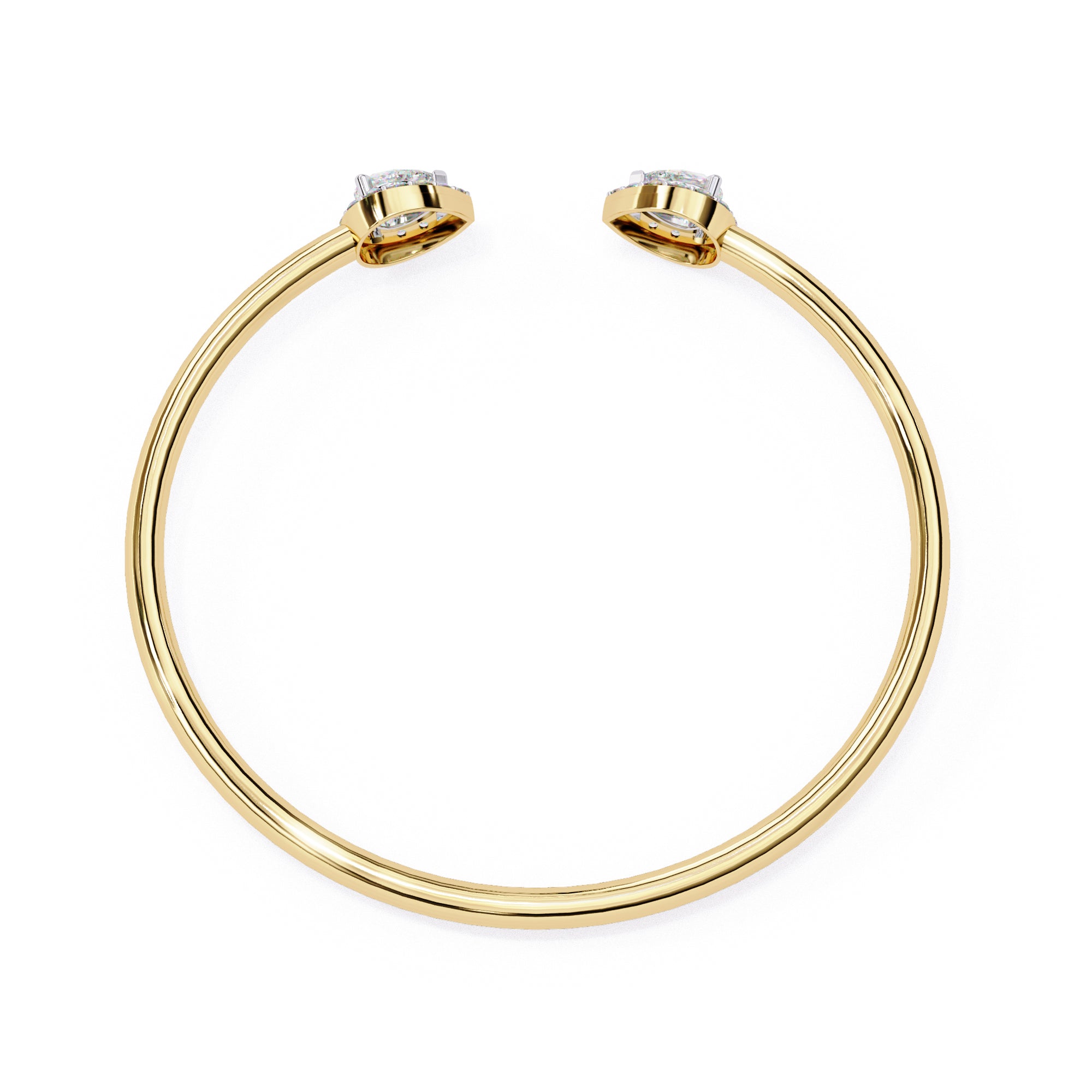 Gold cuff bracelet with pear-cut diamonds