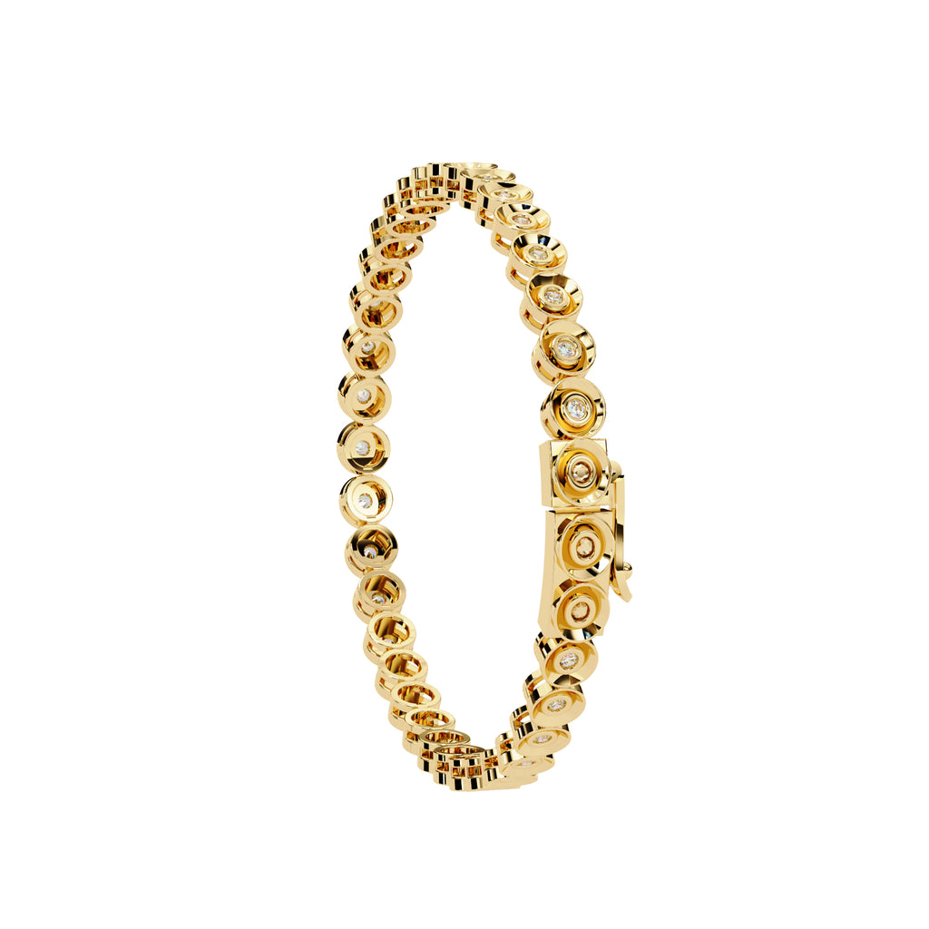 Gold bezel-set diamond tennis bracelet for everyday wear