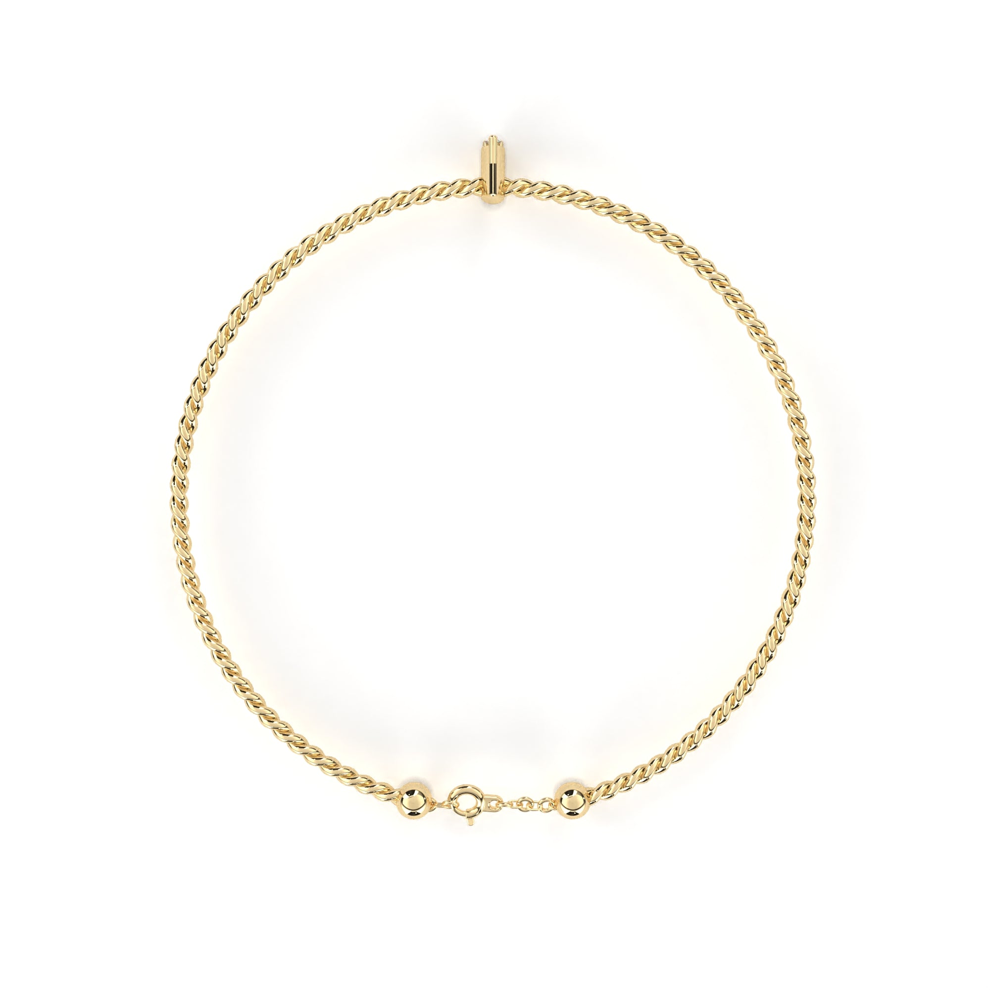 Simple rope-style gold bracelet with marquise diamond